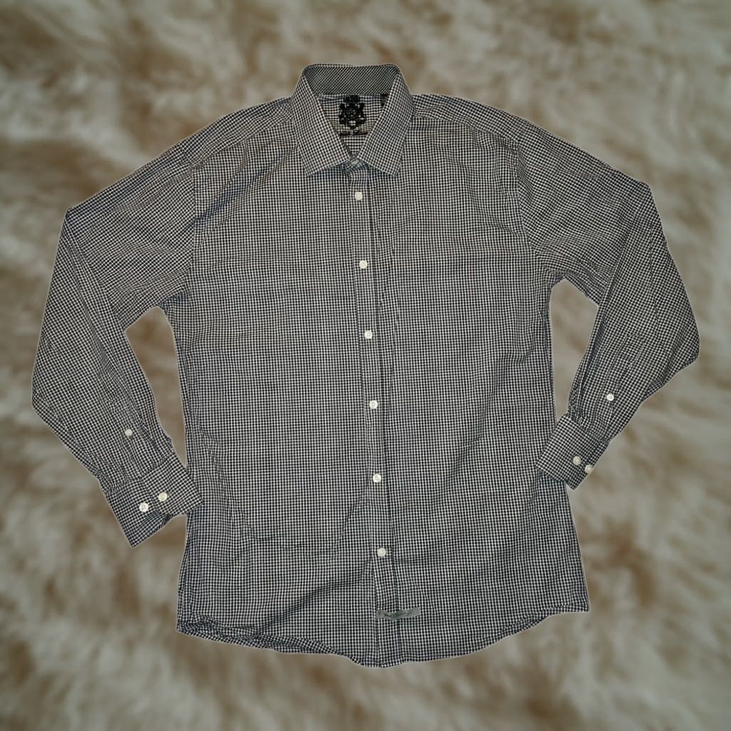 English Laundry English Laundry Shirt Mens 36 Gray Button Long Sleeve Men Check Embroidered Size US M / EU 48-50 / 2 - 1 Thumbnail
