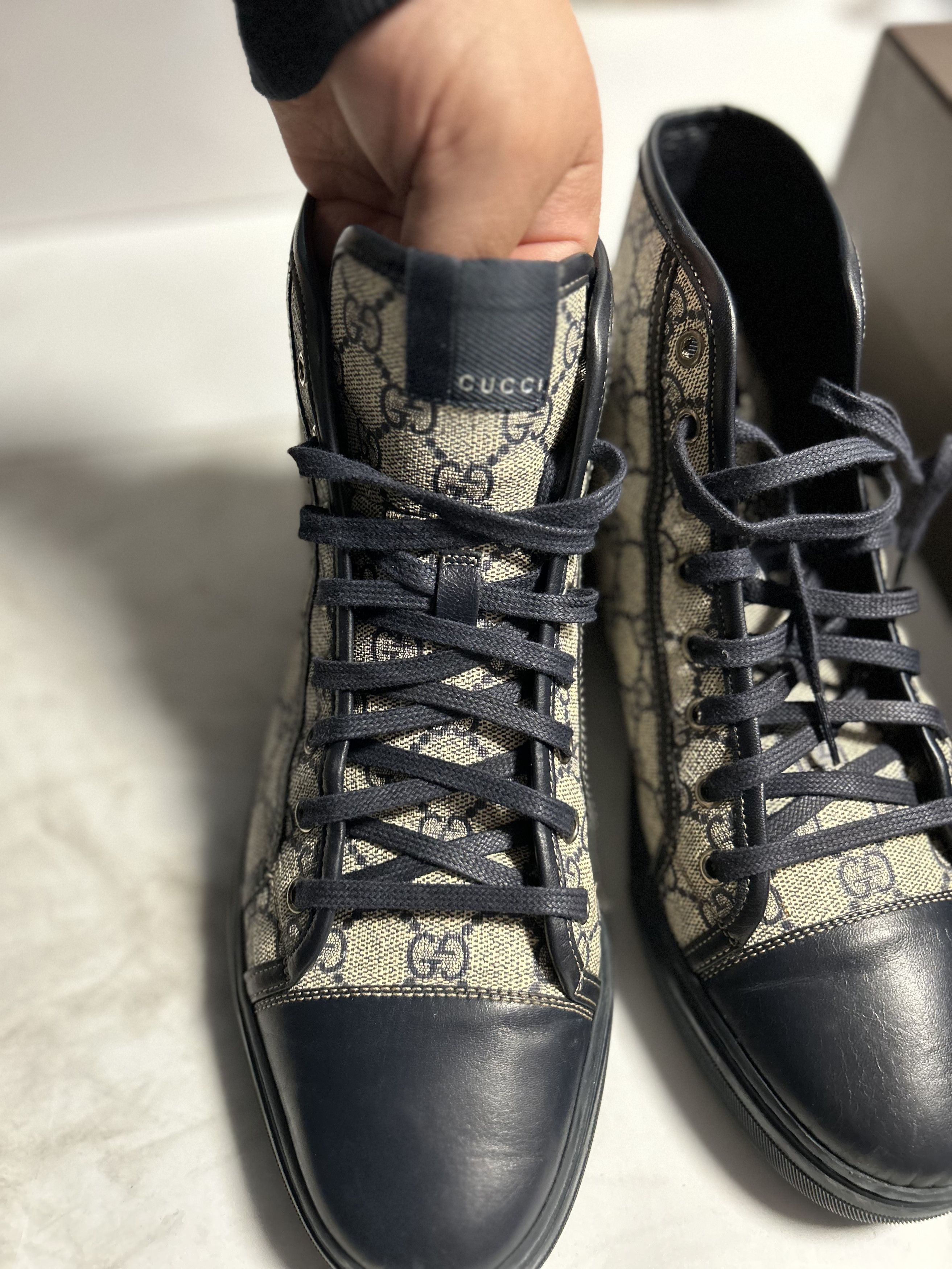 Gucci Gucci GG High-Top Canvas/Leather Shoes Size US 9.5 / EU 42-43 - 5 Thumbnail