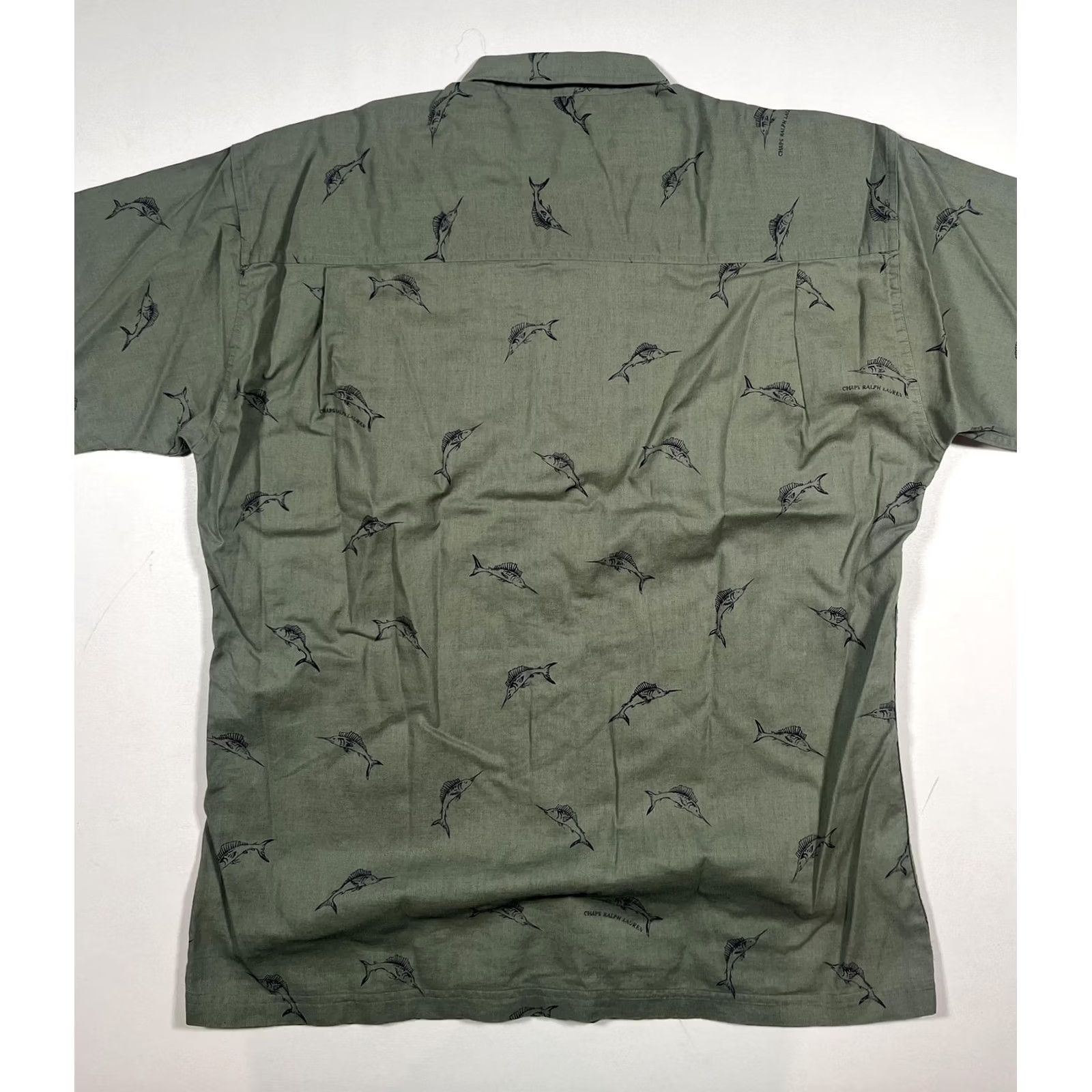 Ralph Lauren Chaps Ralph Lauren Shirt Mens L Green Fish Print Short Sleeve Button Up Size US L / EU 52-54 / 3 - 2 Thumbnail