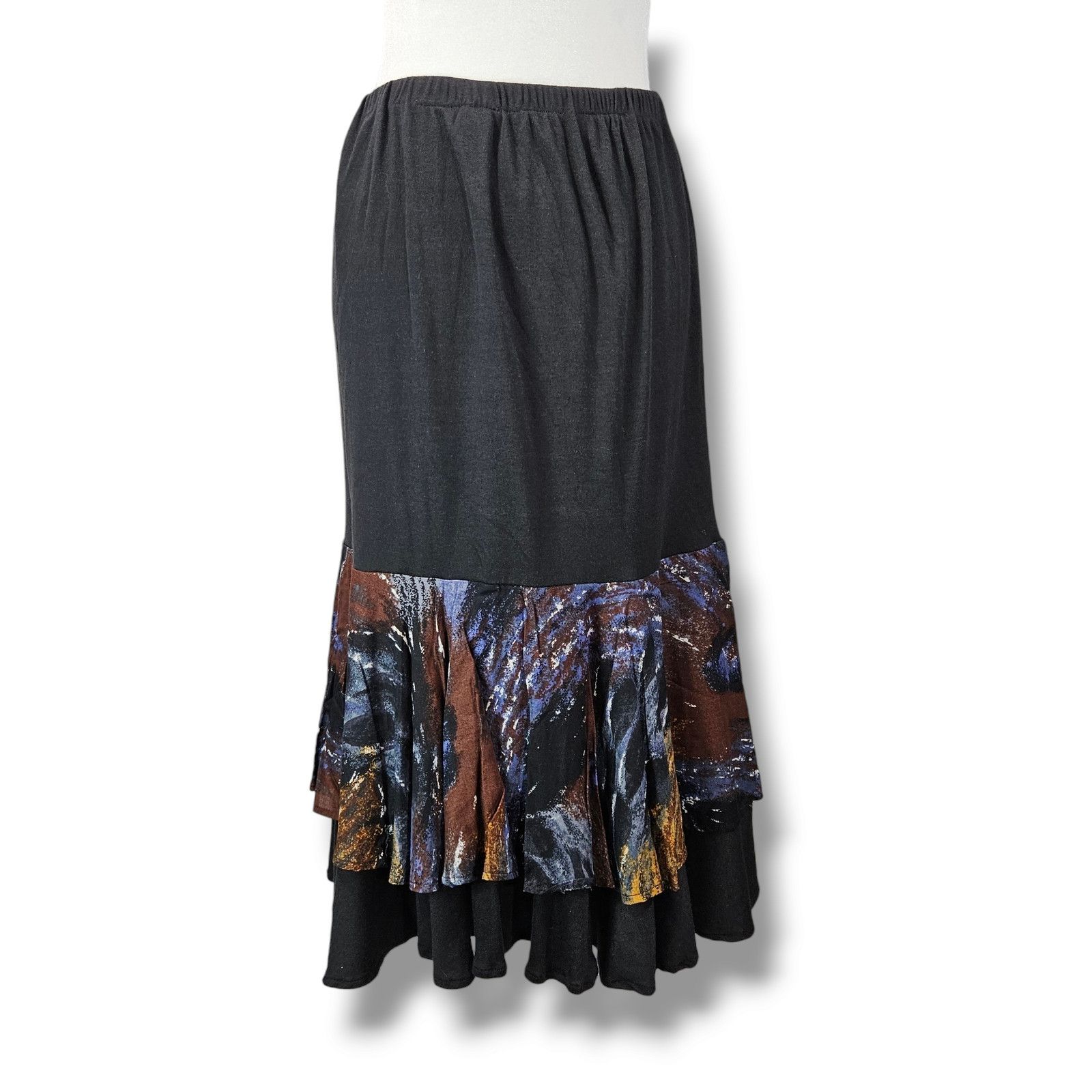 Other EUC VTG Bohemian Layered Midi Skirt Sz. XL Black Size 26" / US 2 / IT 38 - 2 Thumbnail