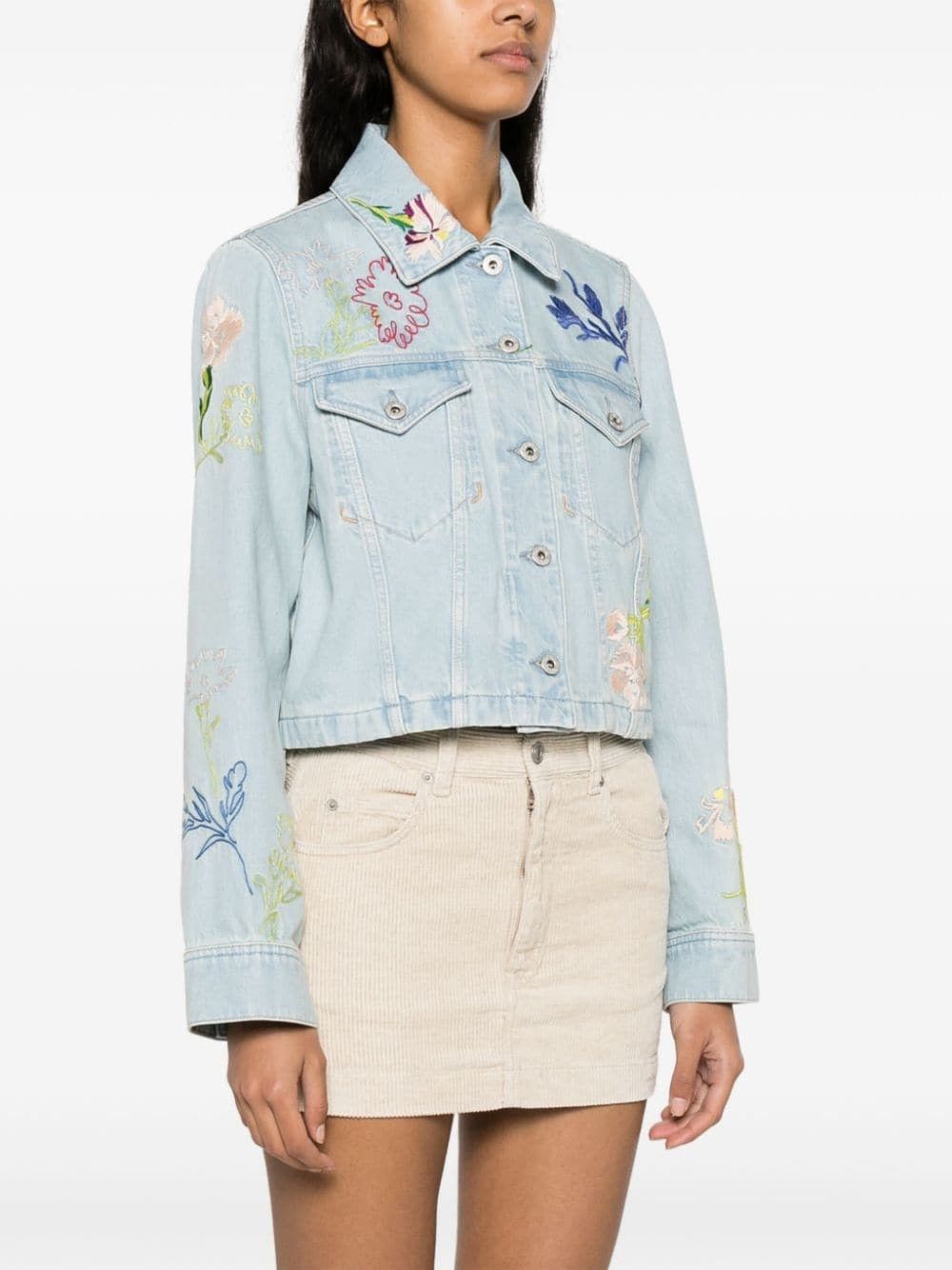 Kenzo o1y1025 Floral-Print Denim Jacket in Blue Size XS / US 0-2 / IT 36-38 - 2 Thumbnail