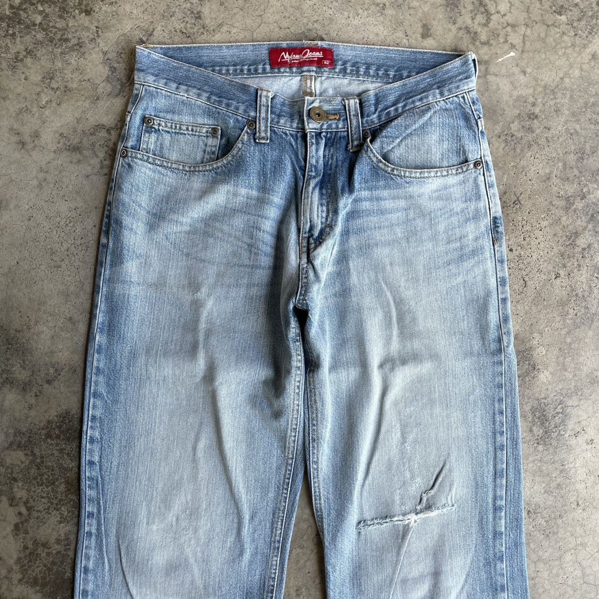 Japanese Brand 🔥Vintage Nylaus Stoned Washed Ripped Distress Denim Jeans Size US 30 / EU 46 - 2 Thumbnail