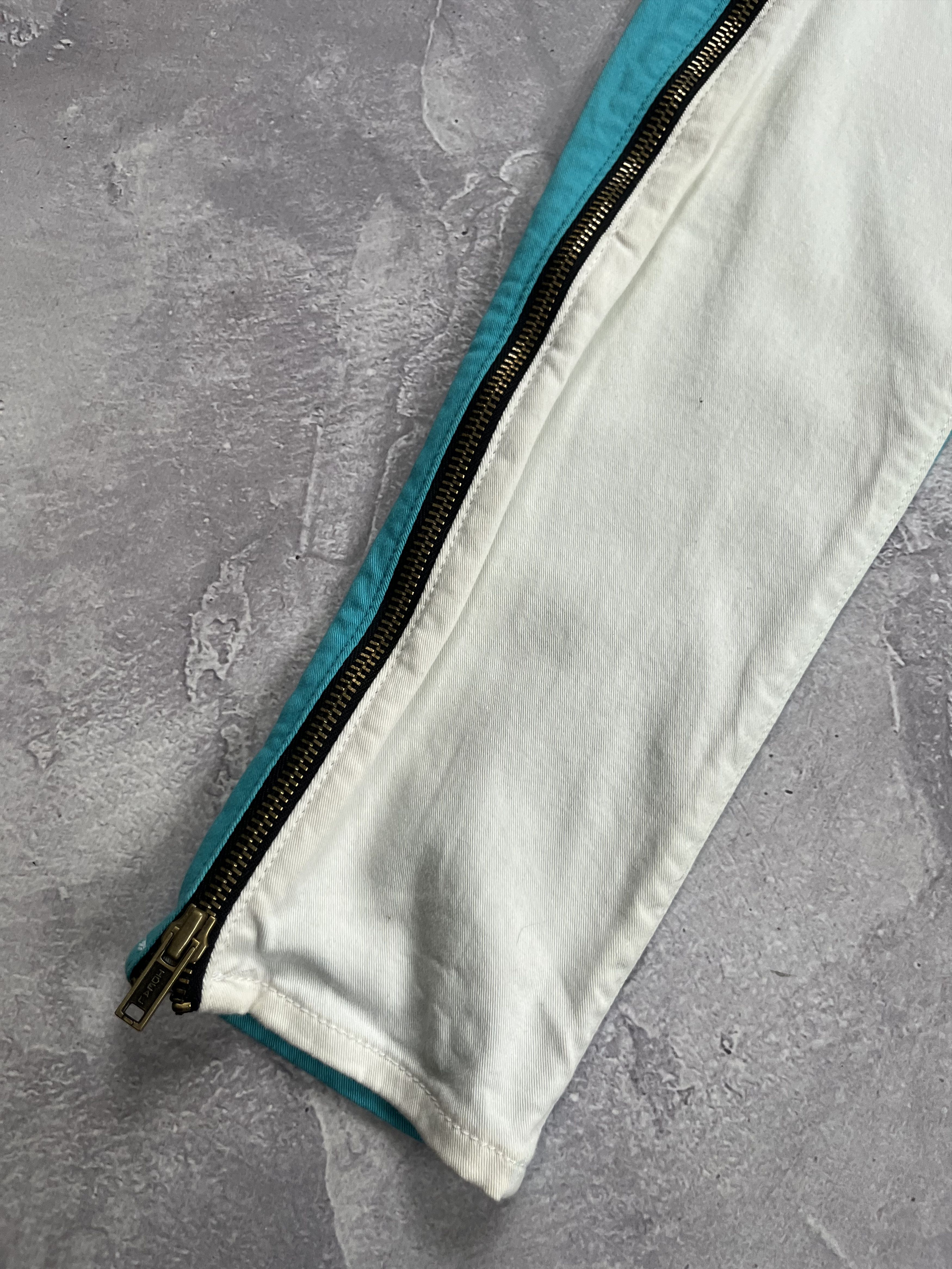 Rag & Bone Rag & Bone Skinny Jeans White Turquoise Zip Designer Pants Size 28" / US 6 / IT 42 - 4 Thumbnail