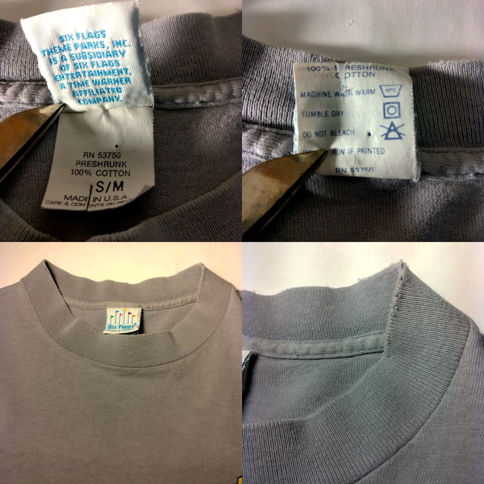Vintage VINTAGE Six Flags Shirt S/M Blue Cotton Short Sleeve Crew Neck Regular Men Six Flags T Shirt Size US S / EU 44-46 / 1 - 8 Thumbnail