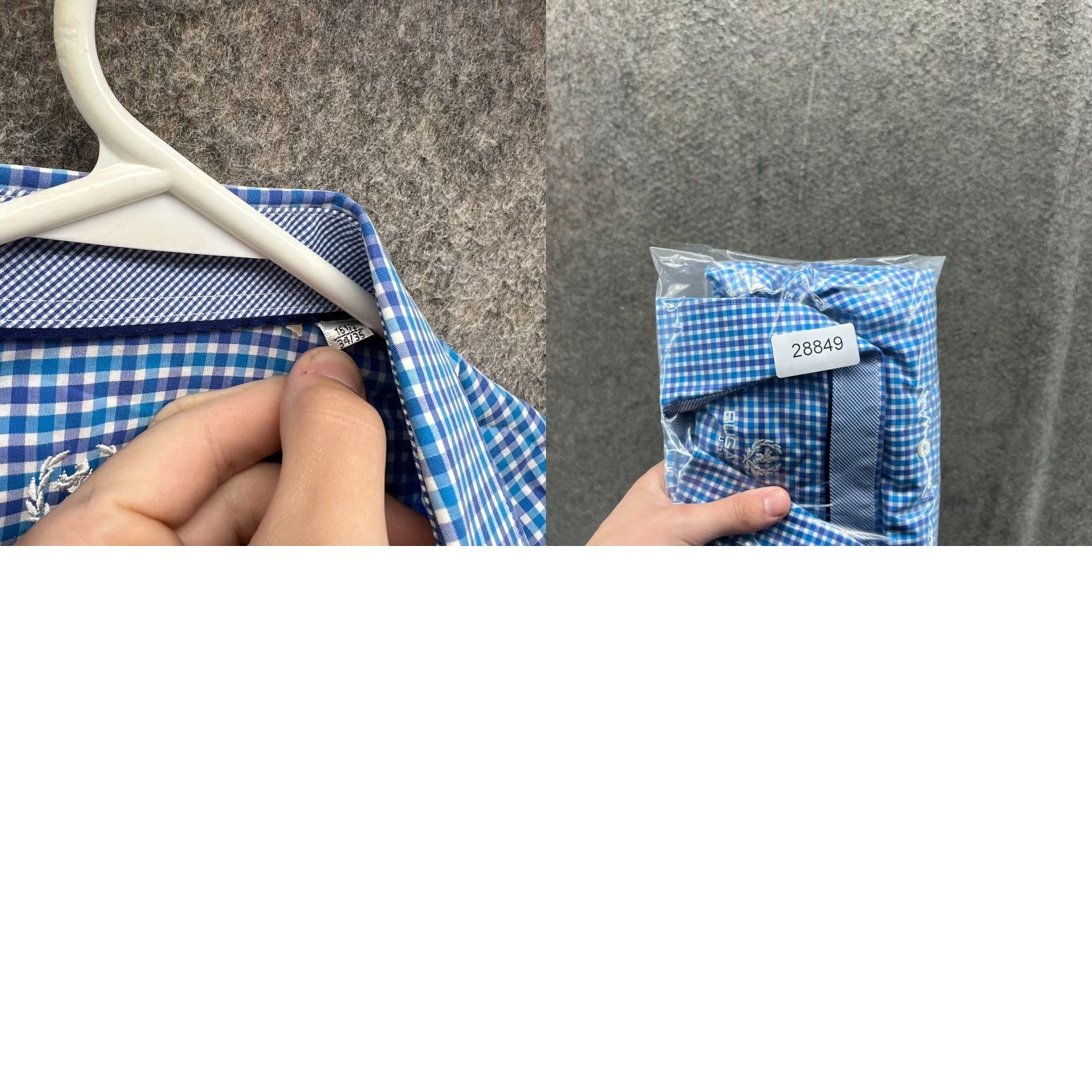 BUGATCHI VINTAGE Bugatchi Uomo Dress Shirt Mens 16.5 34/35 Blue Check Gingham Button Down Shirt Mens Regular Large? Size 46R - 9 Thumbnail