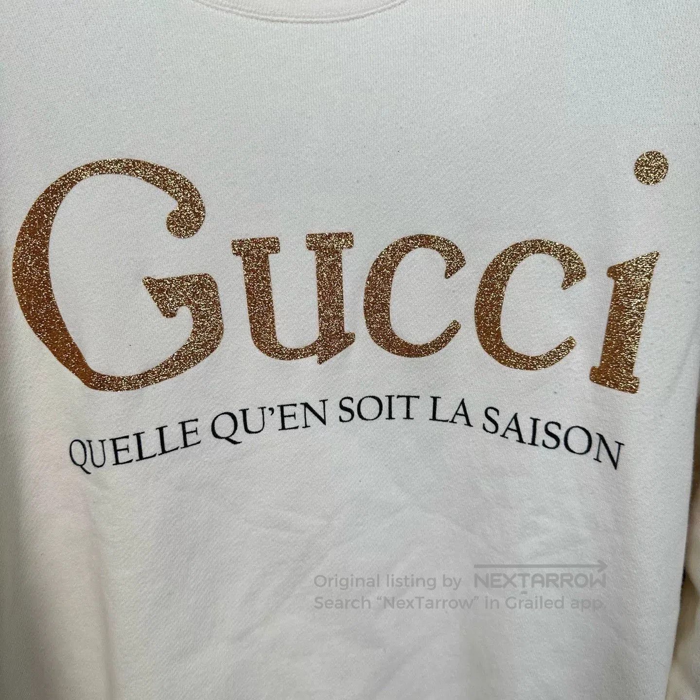 Gucci Gucci Classic White Gold Logo Crewneck Sweatshirt. Size US M / EU 48-50 / 2 - 3 Thumbnail