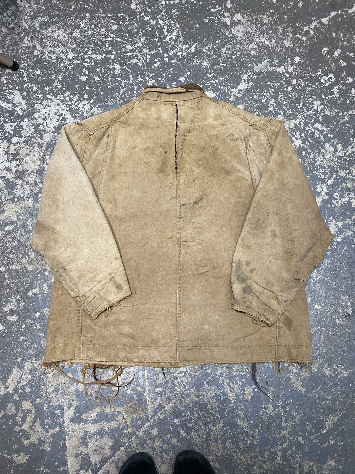 Carhartt × Vintage Vintage Carhartt Troy Blanket Thrashed Tan ChoreJacket 70s Size US XL / EU 56 / 4 - 6 Thumbnail