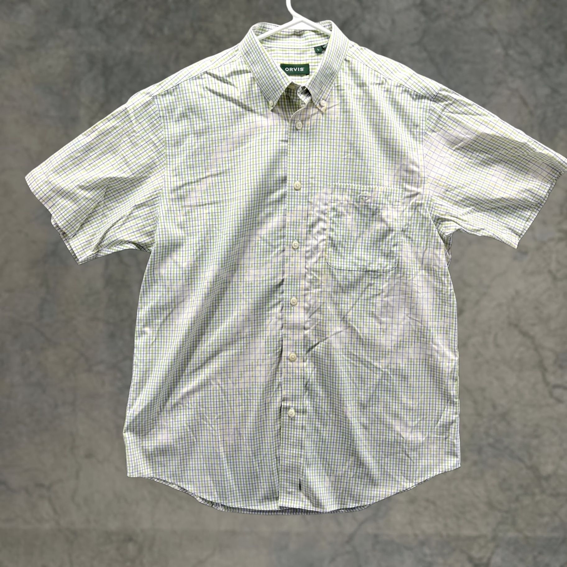 Orvis Orvis Shirt Mens Large Green Check Short Sleeve Button Front Casual Woven Size US L / EU 52-54 / 3 - 1 Thumbnail