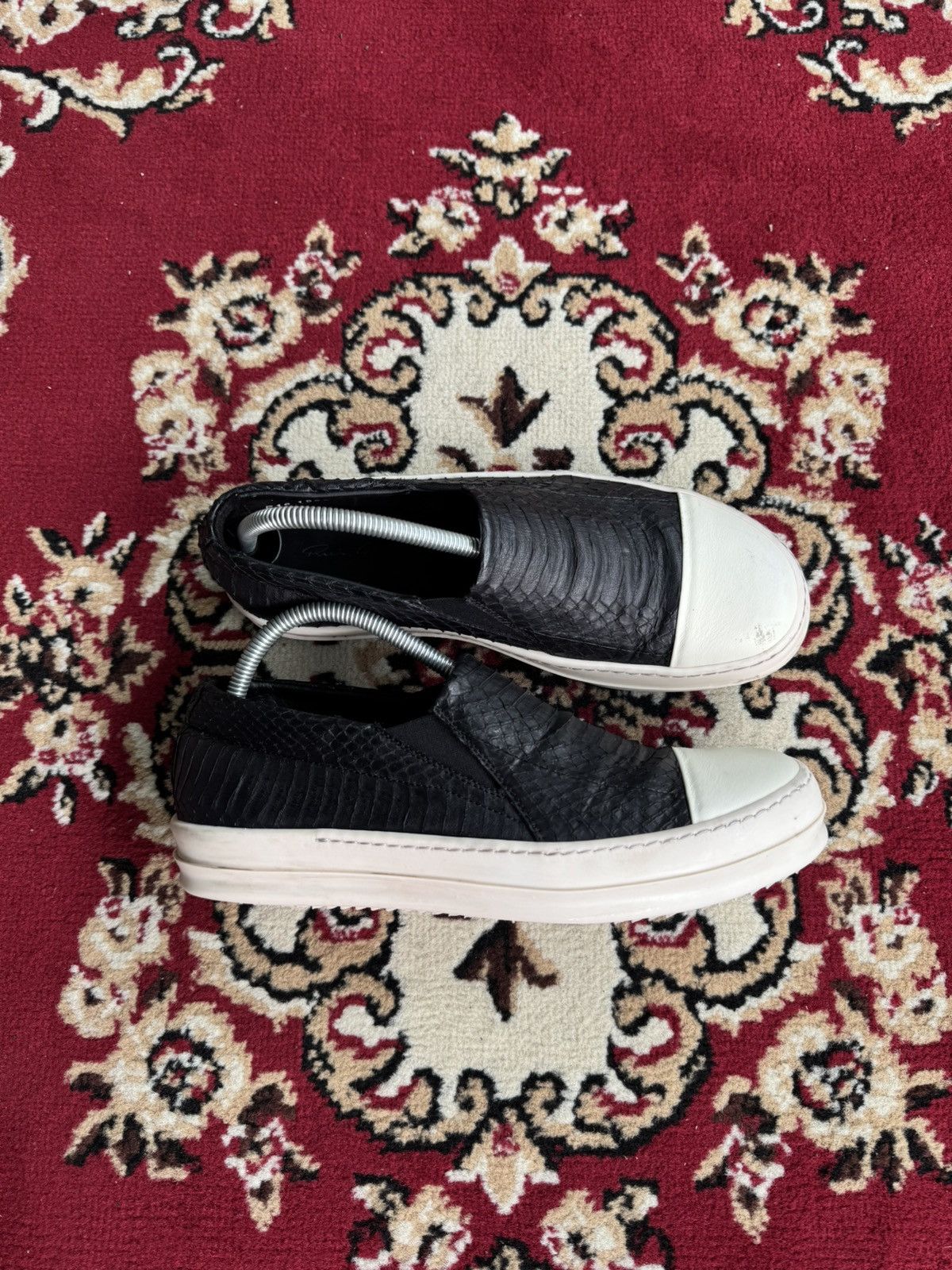 Rick Owens Mainline Python Leather Slip On / Boat Shoes in Black, Men's (Size 8.5)