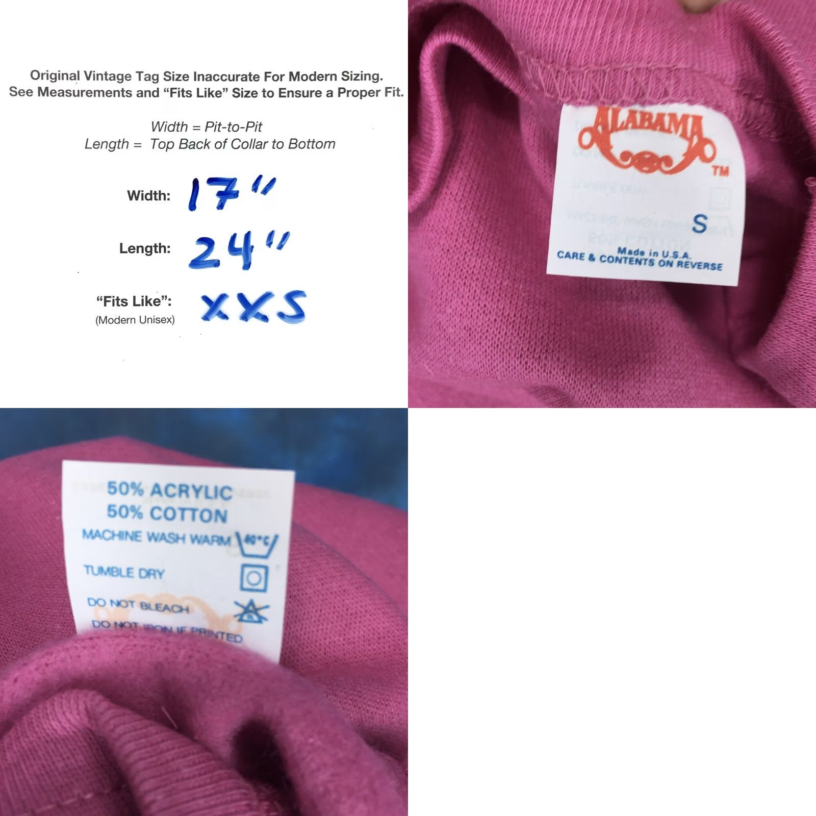 Vintage VINTAGE Alabama CONCERT CREWNECK SHIRT XS Men Pink 80s 90s Muscles Rock Deadstock NOS T-Shirt Size US XS / EU 42 / 0 - 8 Thumbnail