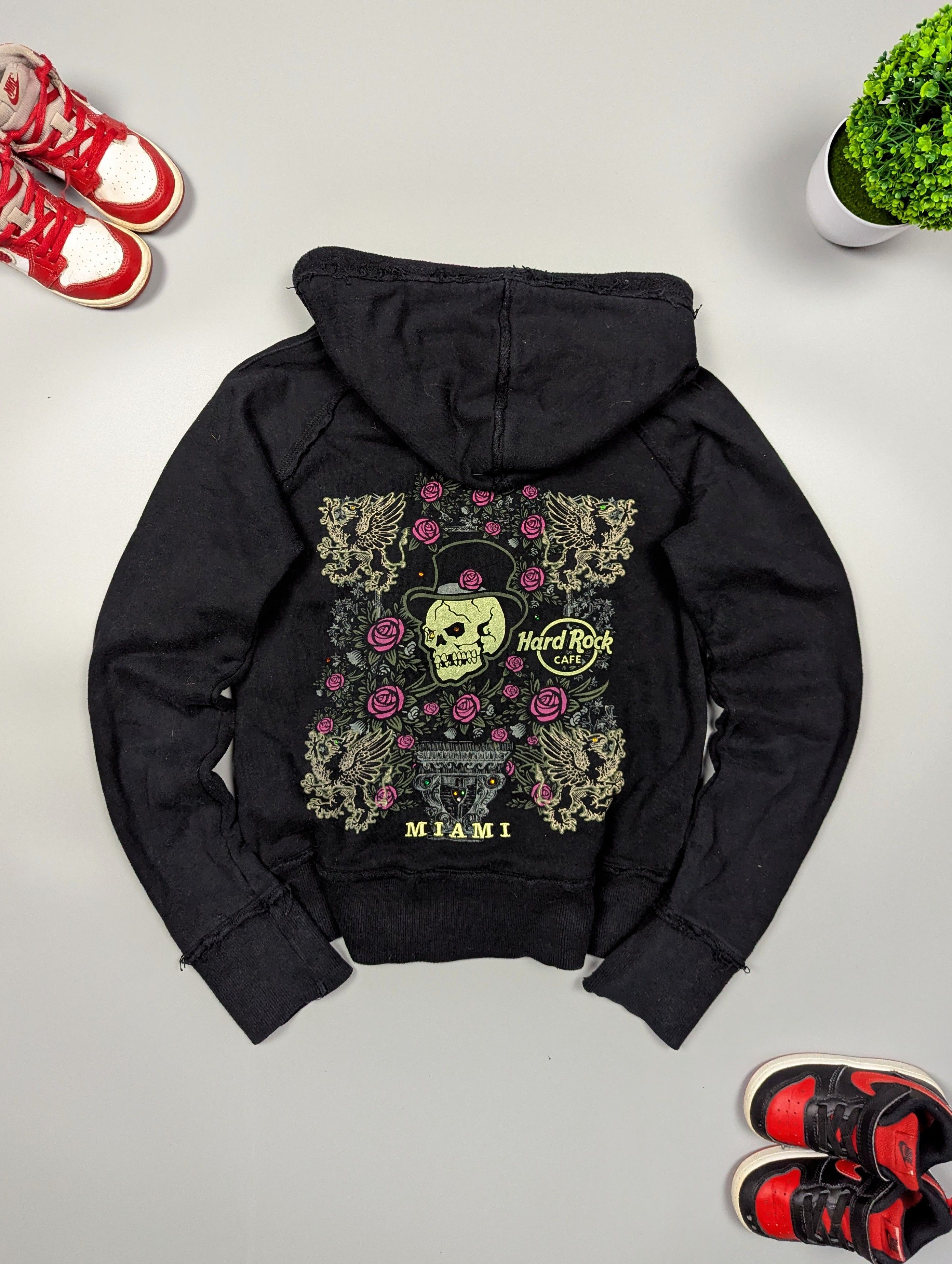 Hard Rock Cafe × Vintage HARD ROCK Cafe Women's Y2k Gothic Fitted Rock Hoodie Size M / US 6-8 / IT 42-44 - 2 Thumbnail