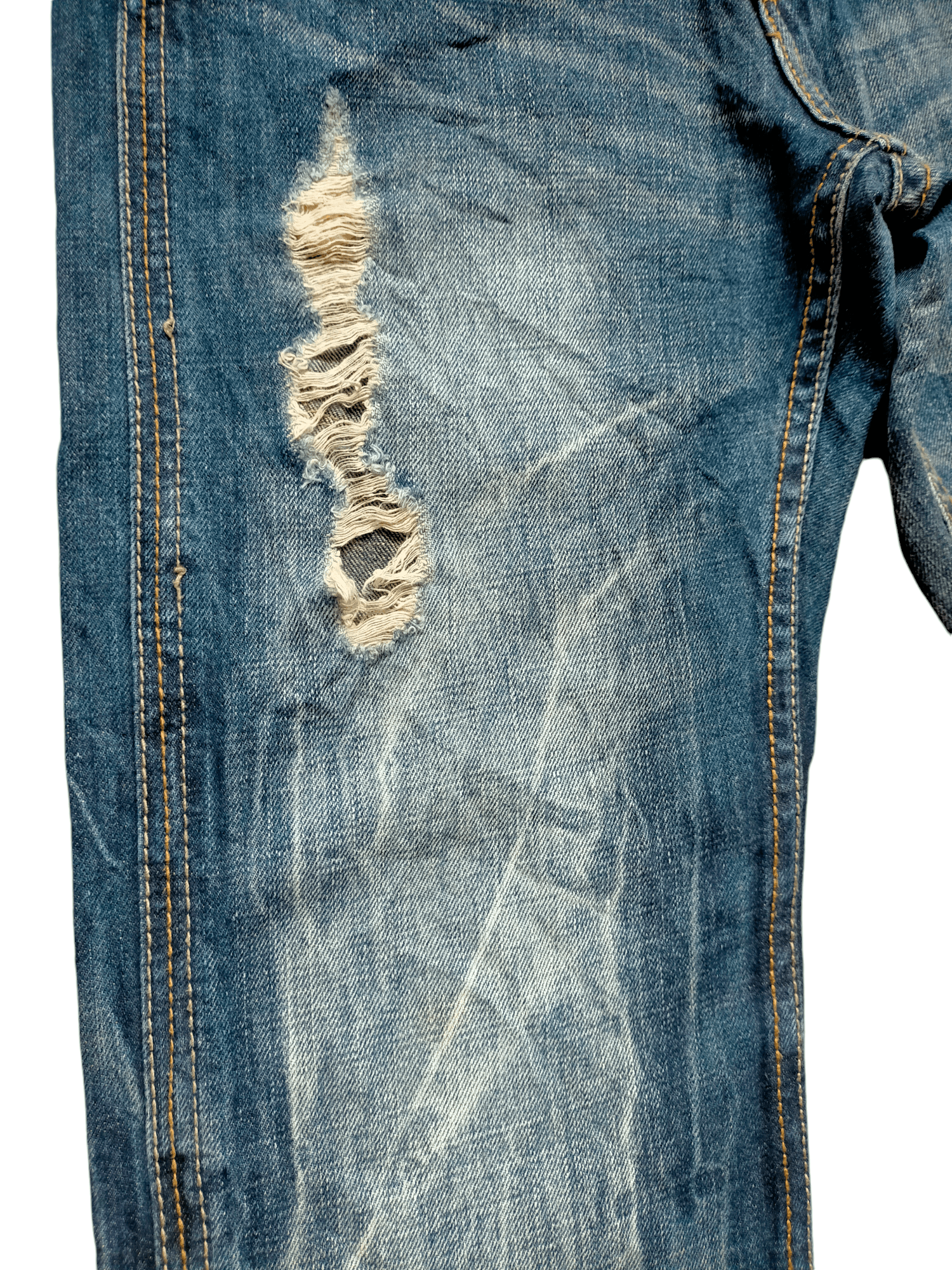 Back Number Acid Wash Bucklle Back Denim Pants