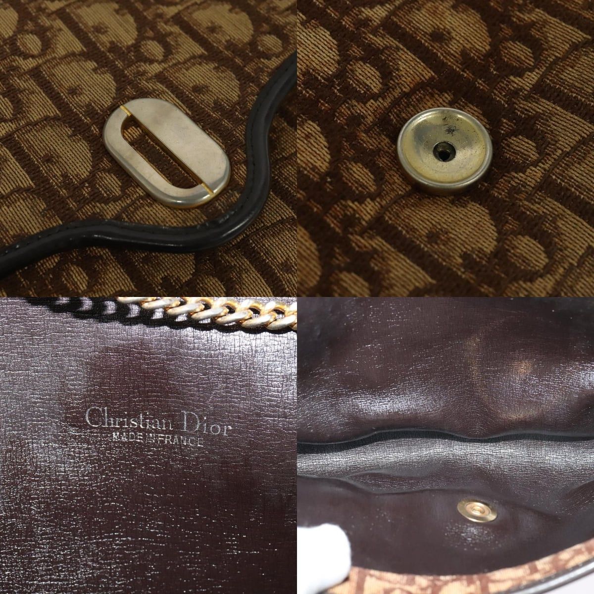 Dior DIOR Trotter Canvas Chain Shoulder Bag Brown Gold Size ONE SIZE - 11 Thumbnail