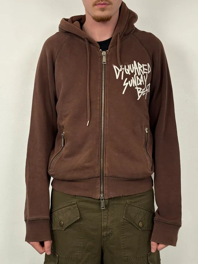 Dsquared2 2000s Dsquared2 Brown Cotton Graffiti Logo Zip Hoodie Size US L / EU 52-54 / 3 - 2 Thumbnail