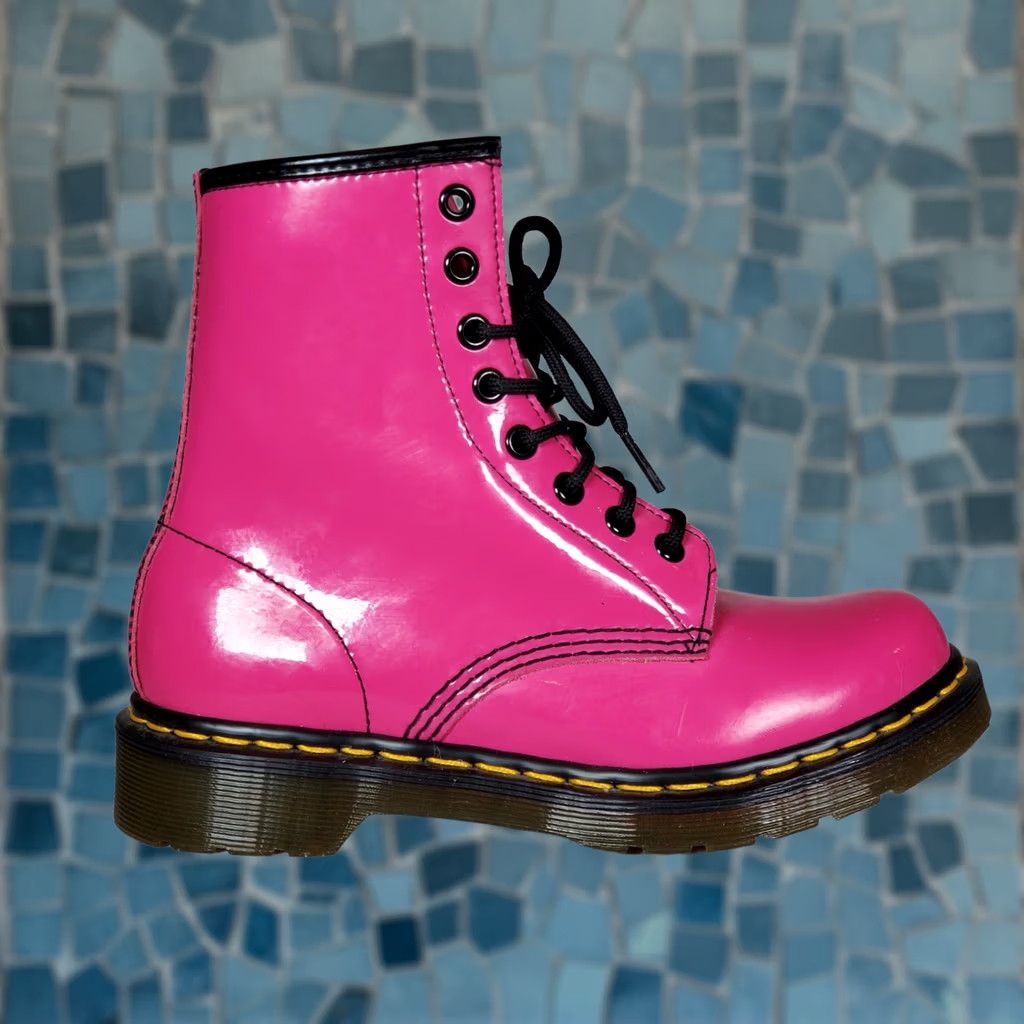 Dr. Martens Dr. Martens 1460W Pink Patent Leather Lace-Up Boots Women's US 6 New Thrift Size US 6 / IT 36 - 1 Thumbnail