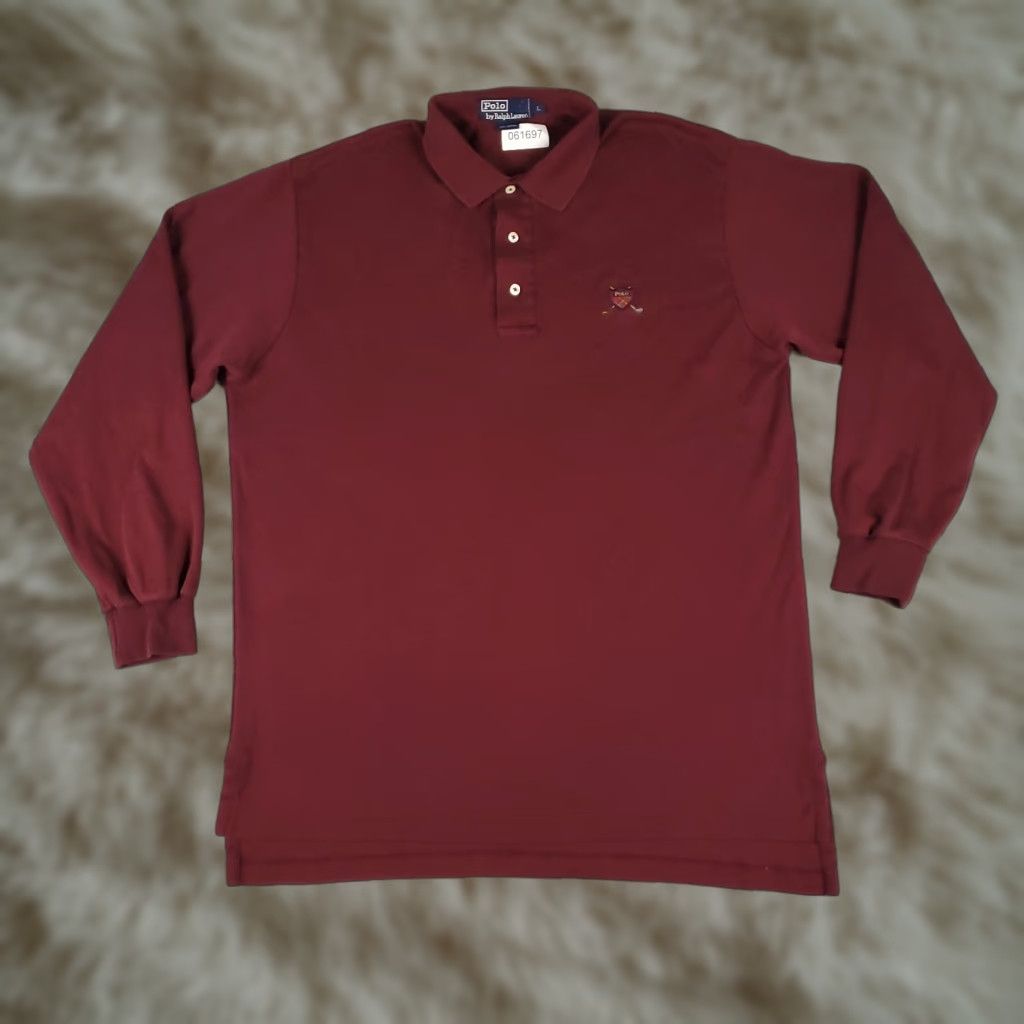 Ralph Lauren VINTAGE Ralph Lauren Polo Shirt Men Size Large Red Cotton Casual Long Sleeve Golf Mens Size US L / EU 52-54 / 3 - 1 Thumbnail