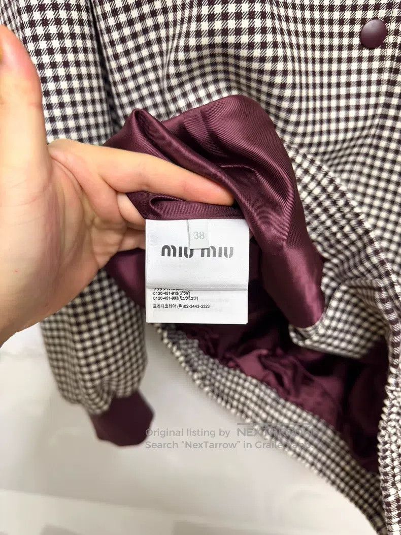 Miu Miu Miu Miu Burgundy checkered logo jacket Size XS / US 0-2 / IT 36-38 - 5 Thumbnail