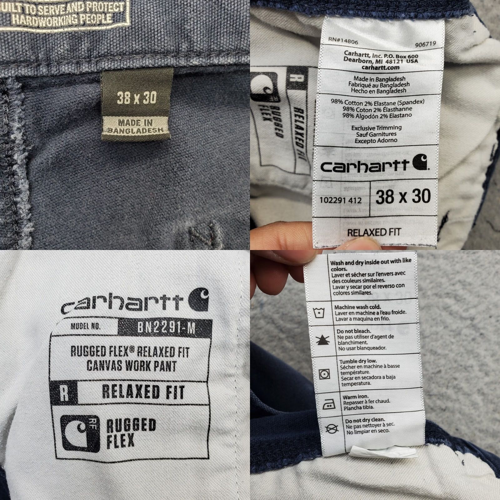 Carhartt Carhartt Work Pants Mens 38x30 Navy Canvas Rugged Flex Relaxed Fit Straight Leg Mens Size 38 Navy Carhartt Work Pants Size US 38 / EU 54 - 8 Thumbnail