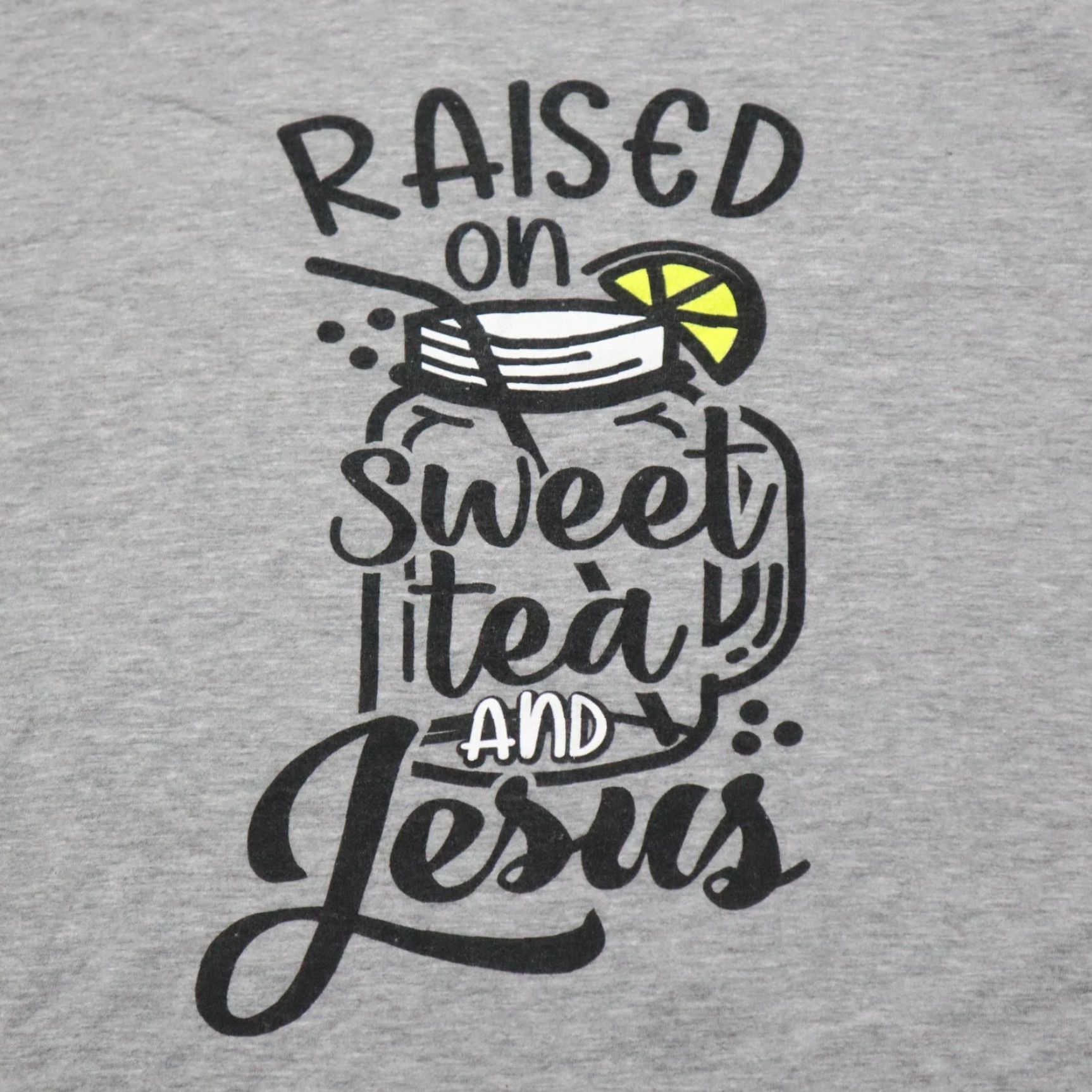 X-LARGE Raised On Sweet Tea And Jesus Tee Mens T-Shirt XL Gray Short Sleeve Cotton Blend Size US XL / EU 56 / 4 - 2 Thumbnail