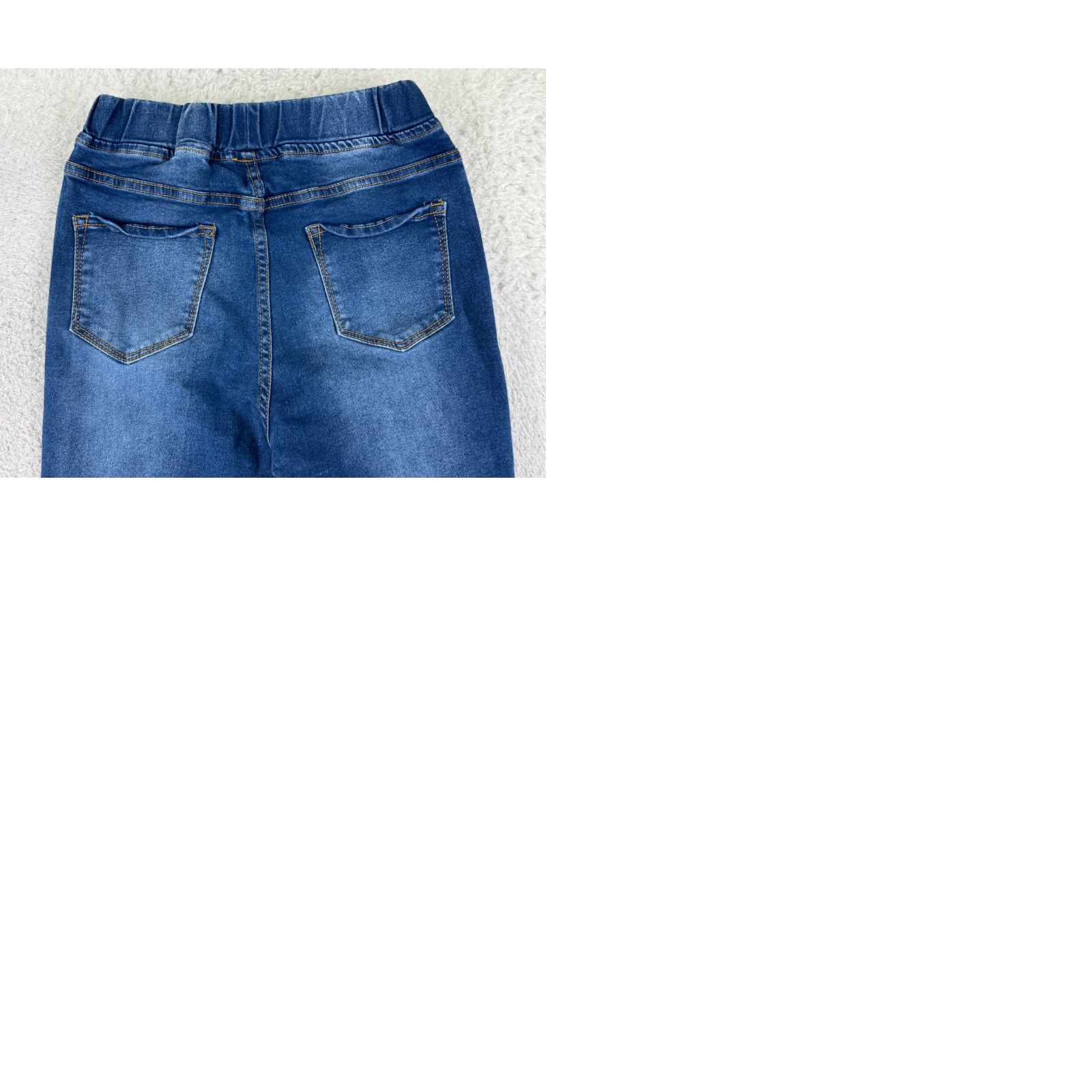 Denime VINTAGE Aaron & Amber Pants Junior Large Blue Denim Jeans Pull On Distressed Flare 24x31 Size 36" / US 14 / IT 50 - 10 Thumbnail
