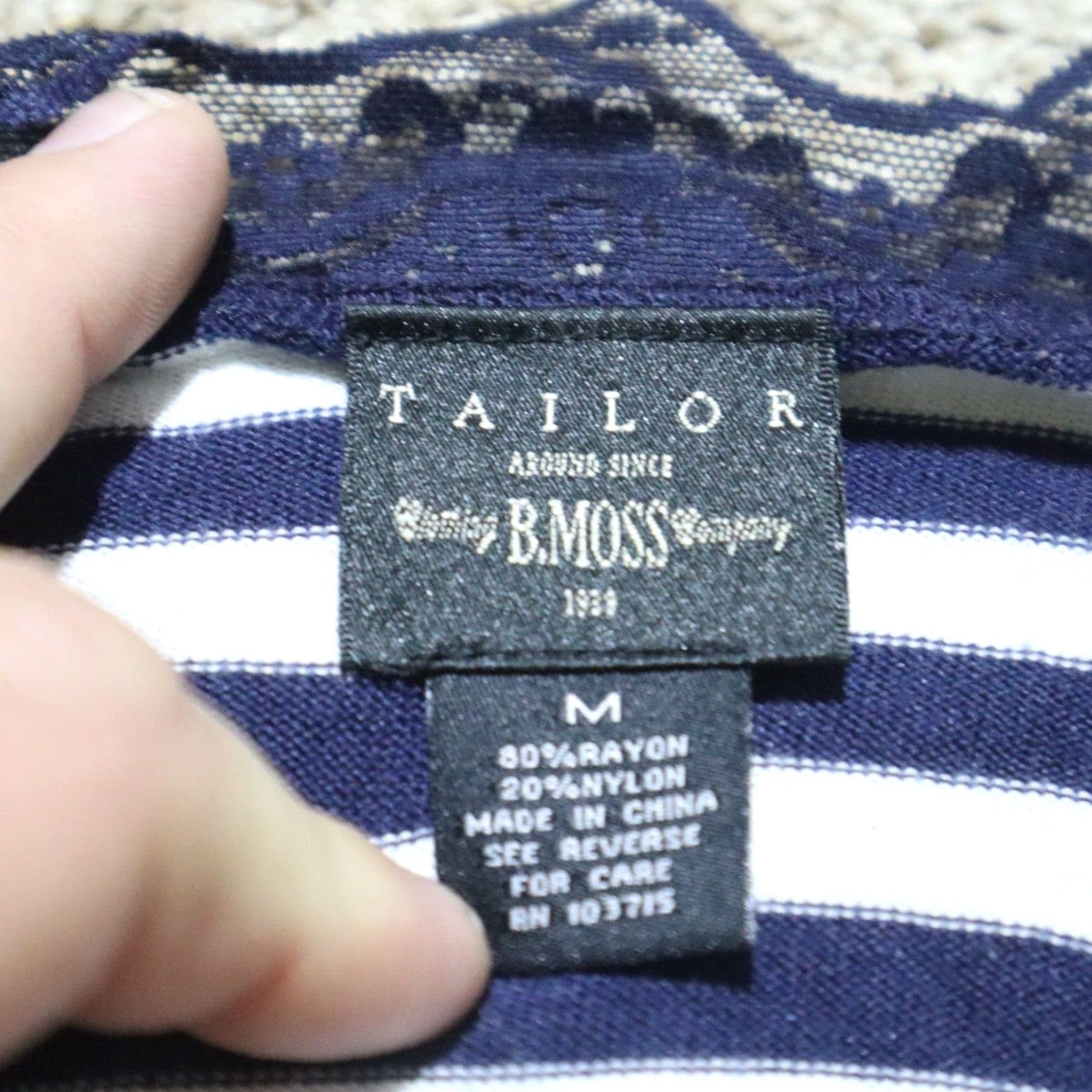Vintage B. Moss Shirt Adult M Medium Blue Striped Long Sleeve Collared Women's Size M / US 6-8 / IT 42-44 - 3 Thumbnail