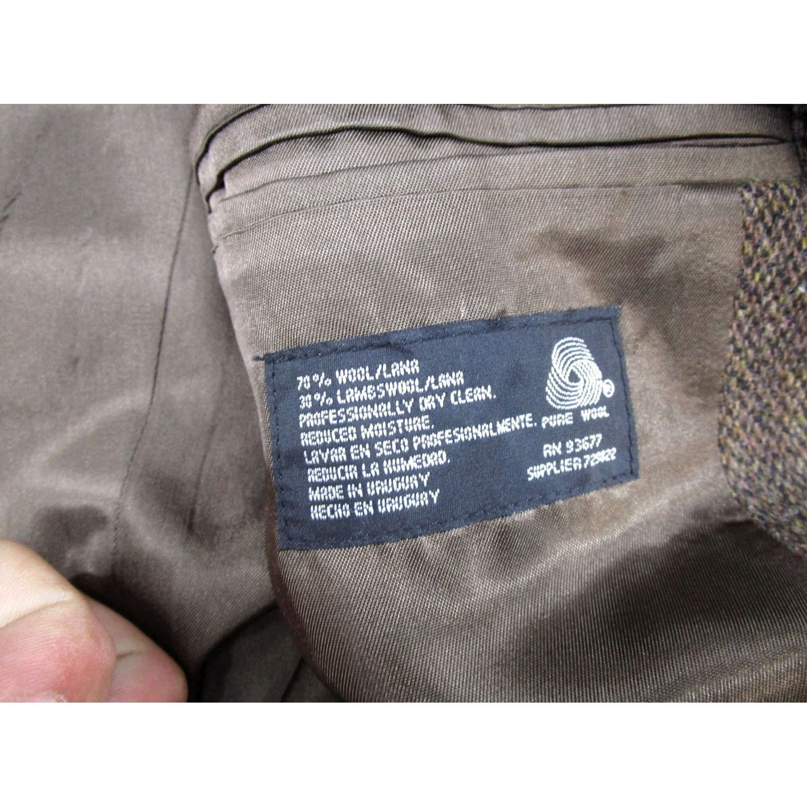Stafford Stafford Blazer Mens 46L Brown Tweed Wool Sport Coat Elbow Patch Jacket Career Vintage Size 46R - 3 Thumbnail