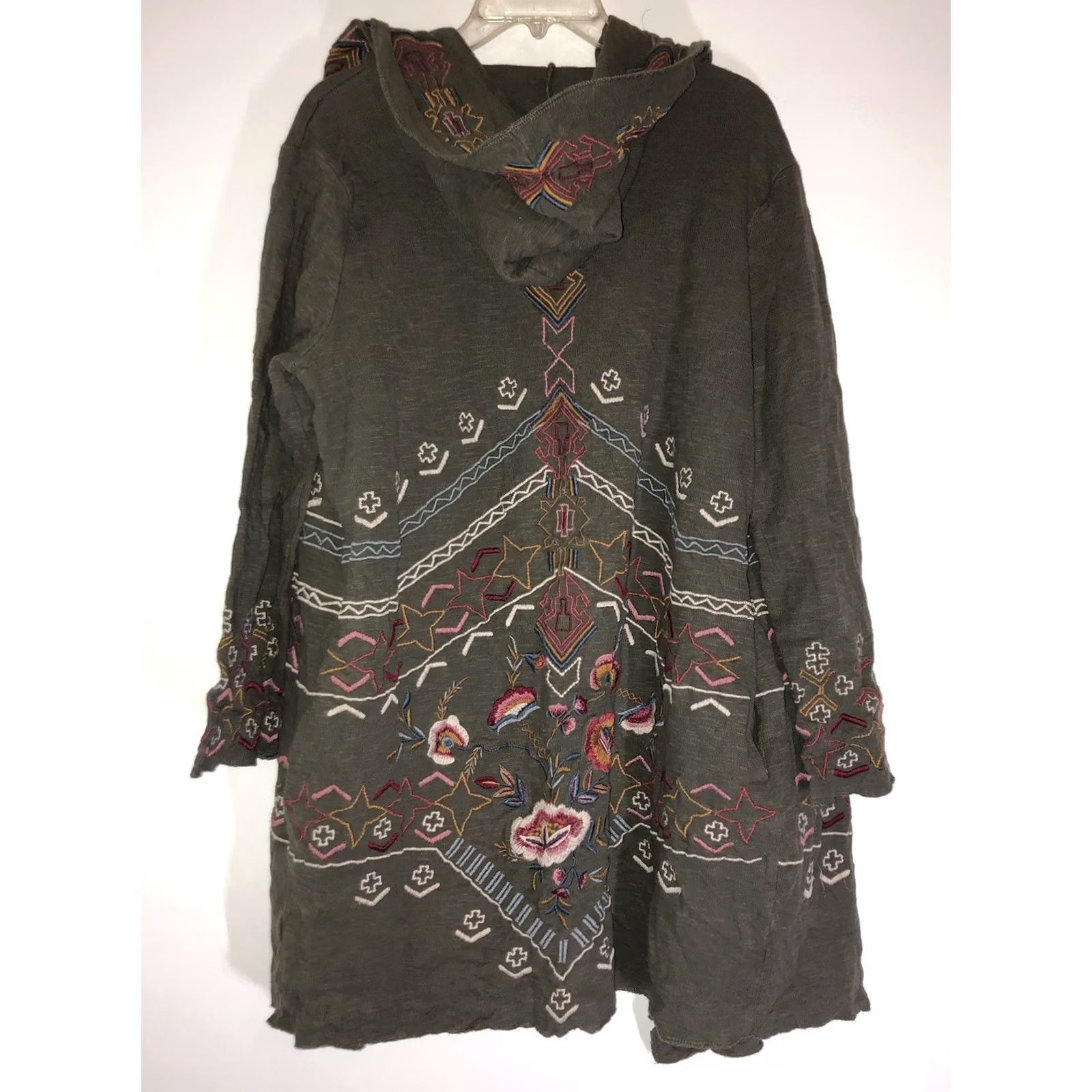 Anthropologie VINTAGE Karyn Seo Anthropologie Embroidered Jacket Cardigan Hooded Green Large Women's Jacket Size L / US 10 / IT 46 - 5 Thumbnail