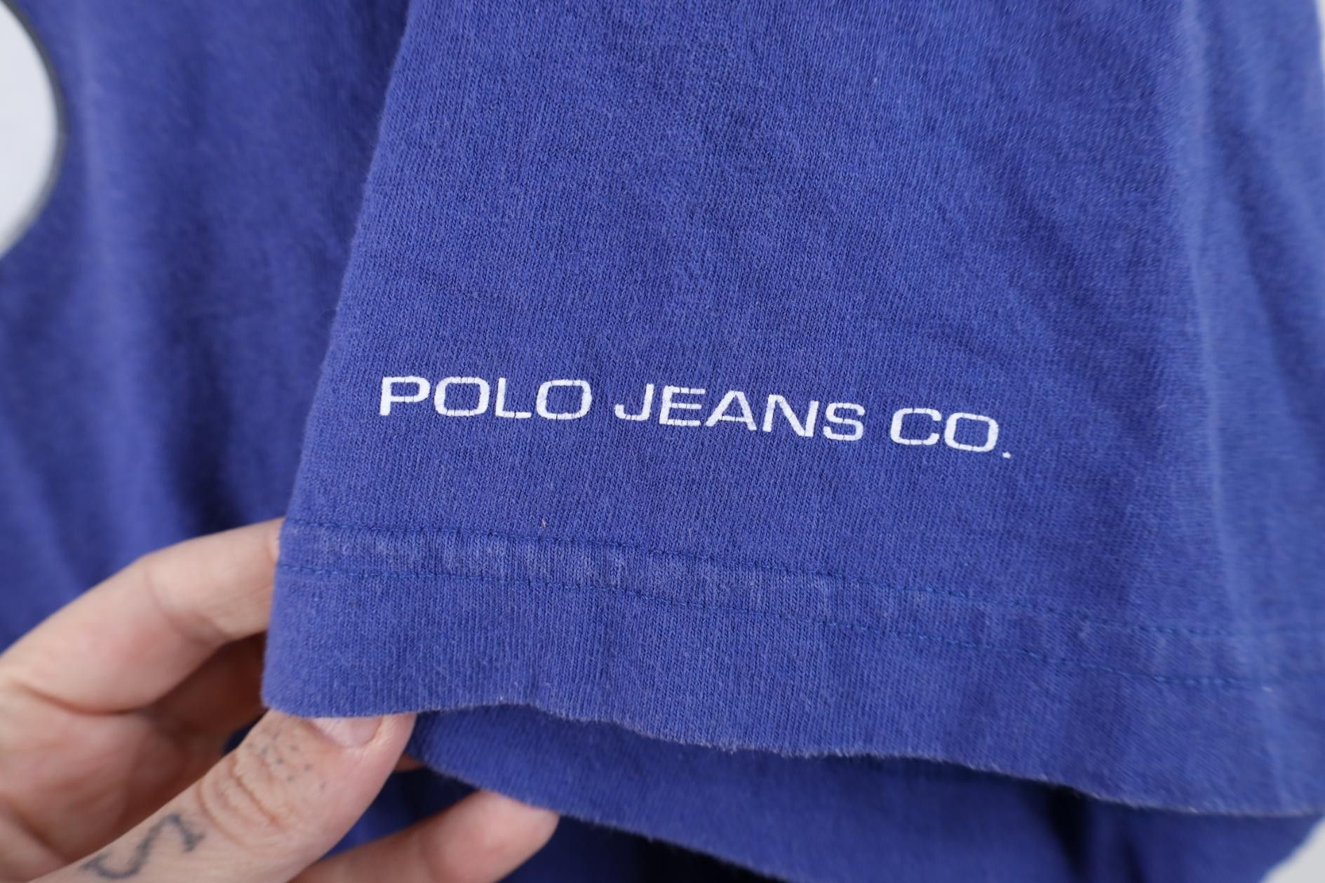 Polo Ralph Lauren Vintage 90s Ralph Lauren Center Logo T-Shirt Blue Cotton Size US XL / EU 56 / 4 - 4 Thumbnail