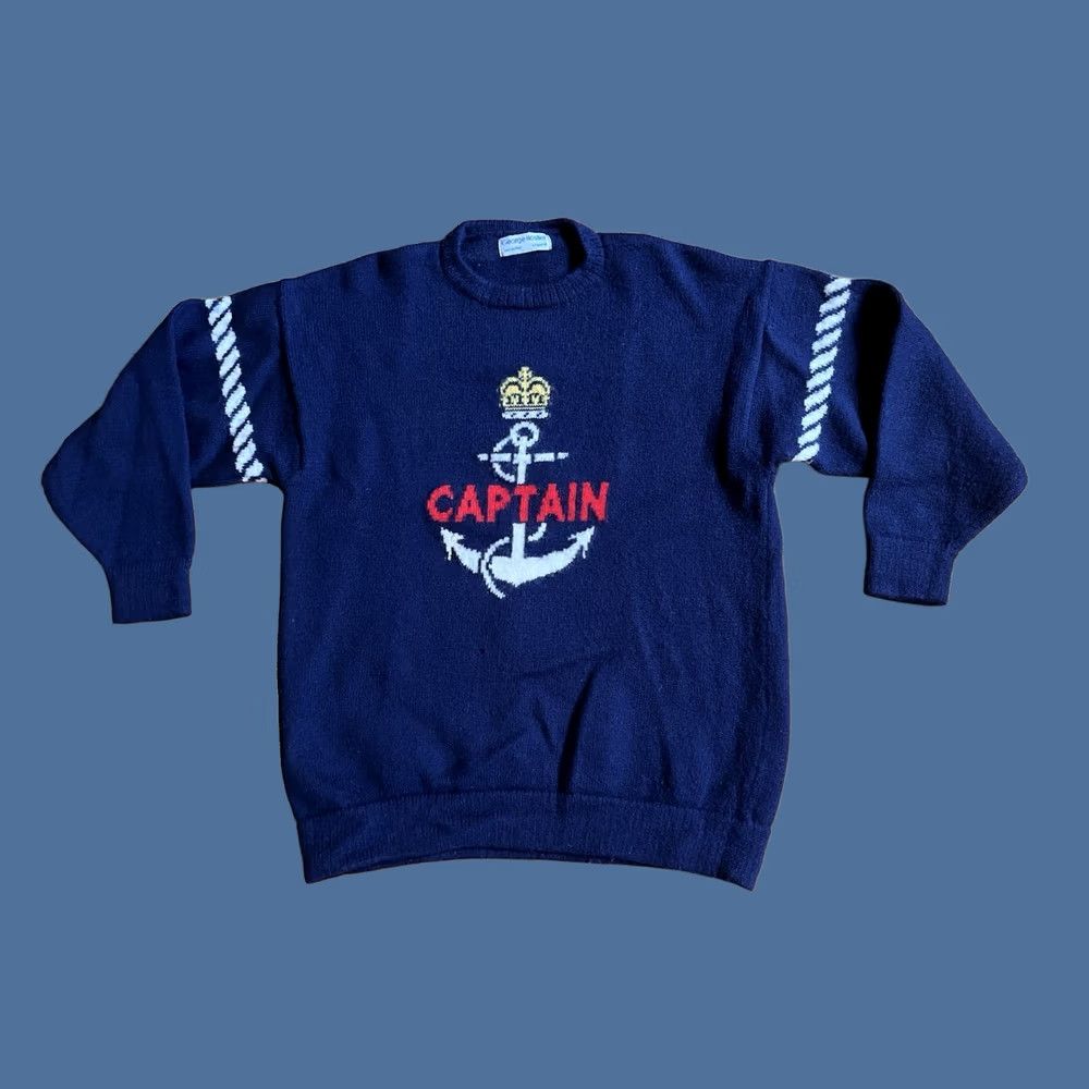 George VINTAGE George Hostler Captain Sailing Anchor Sweater Women's L Blue Size L / US 10 / IT 46 - 1 Thumbnail