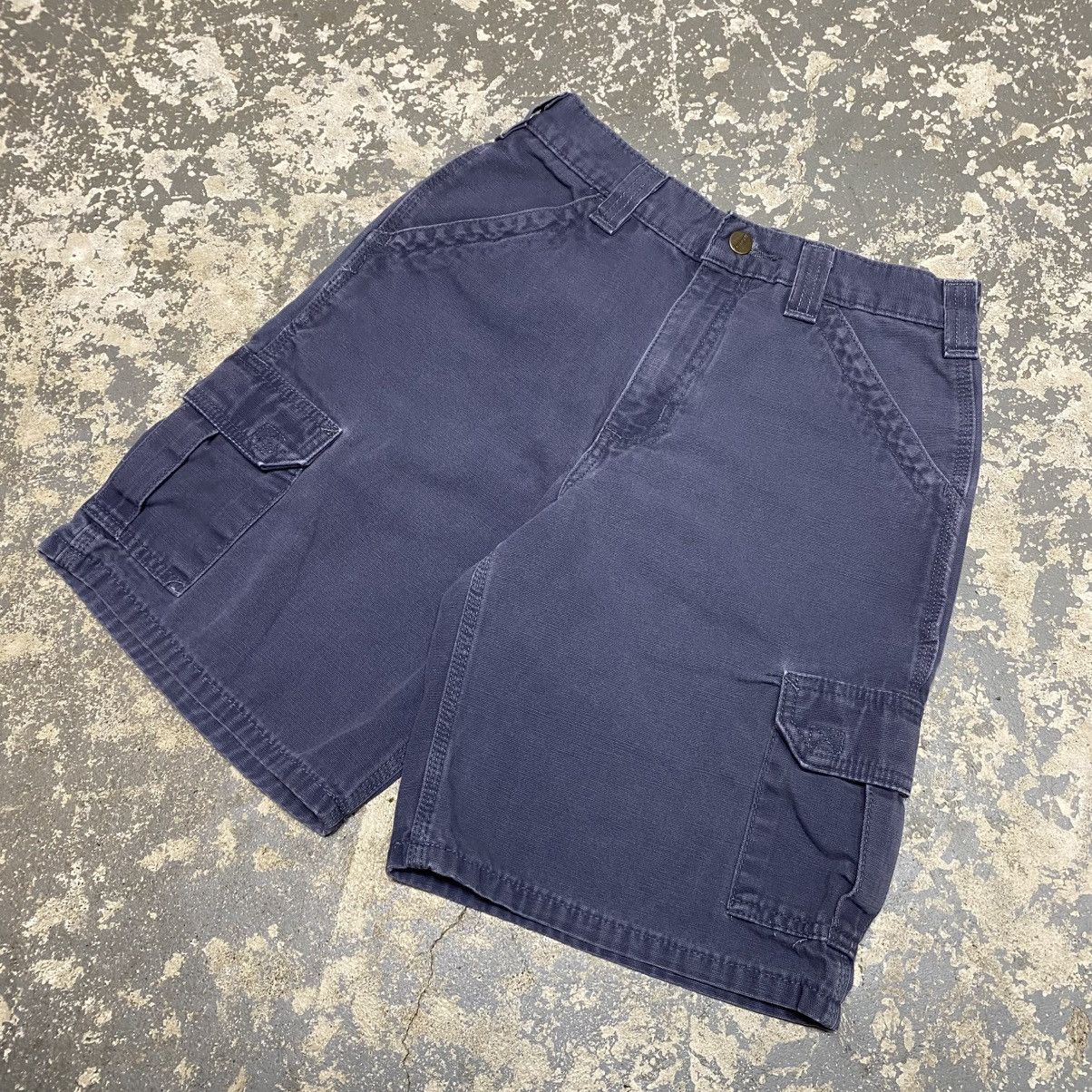 Carhartt × Vintage Vintage Carhartt Grey/Navy YYB164 BLS Cargo Workwear Shorts Size US 27 - 6 Thumbnail