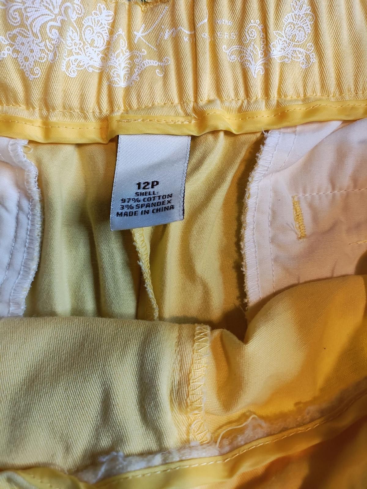 Unknown London Kim Rogers Yellow Women's Casual Capri Pants Size 12P Size 34" / US 12 / IT 48 - 2 Thumbnail