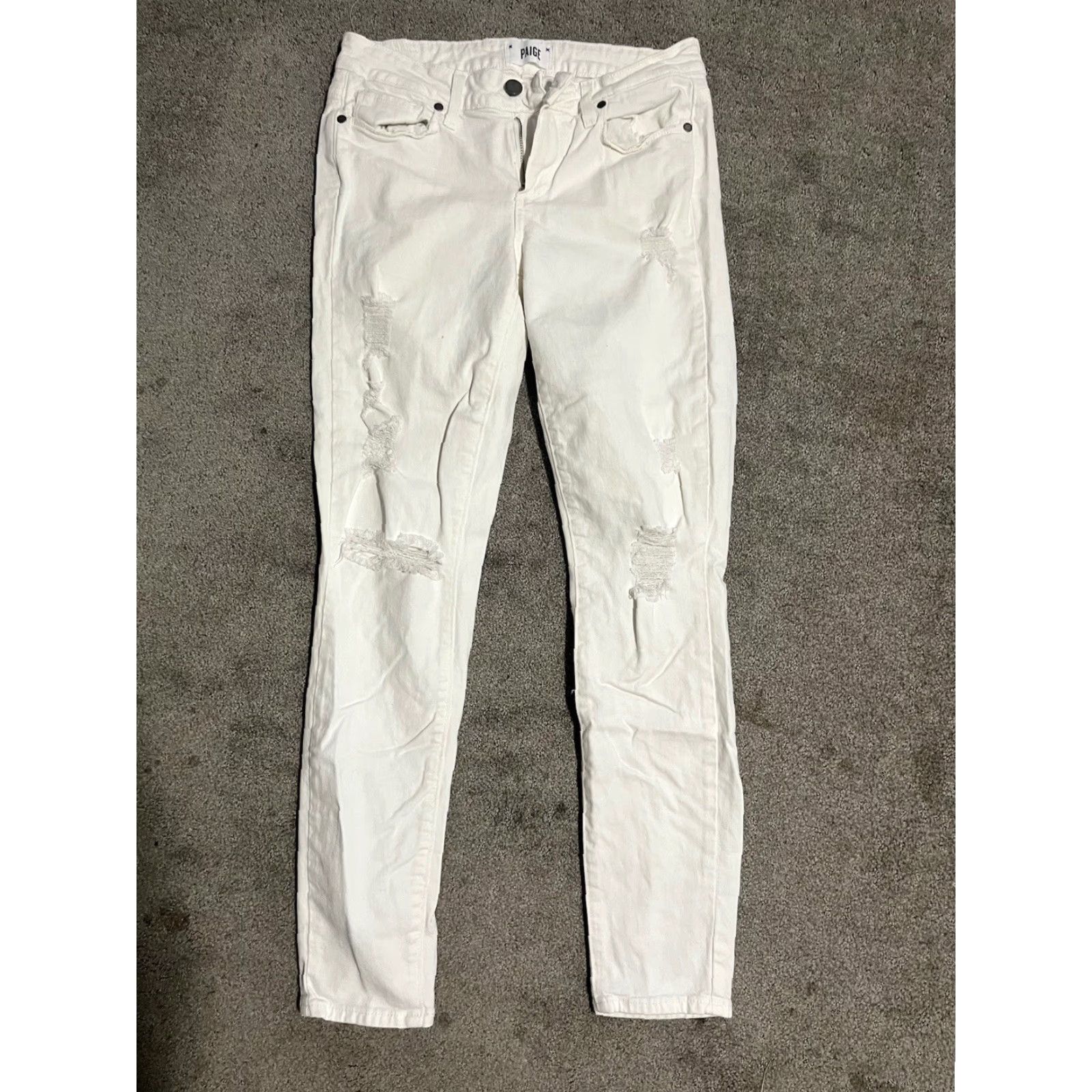 Paige PAIGE Verdugo Crop Jeans White 28 Women's Cotton Blend Denim Cropped Low Rise 25 In Inseam Regular Size 28 Size 28" / US 6 / IT 42 - 3 Thumbnail