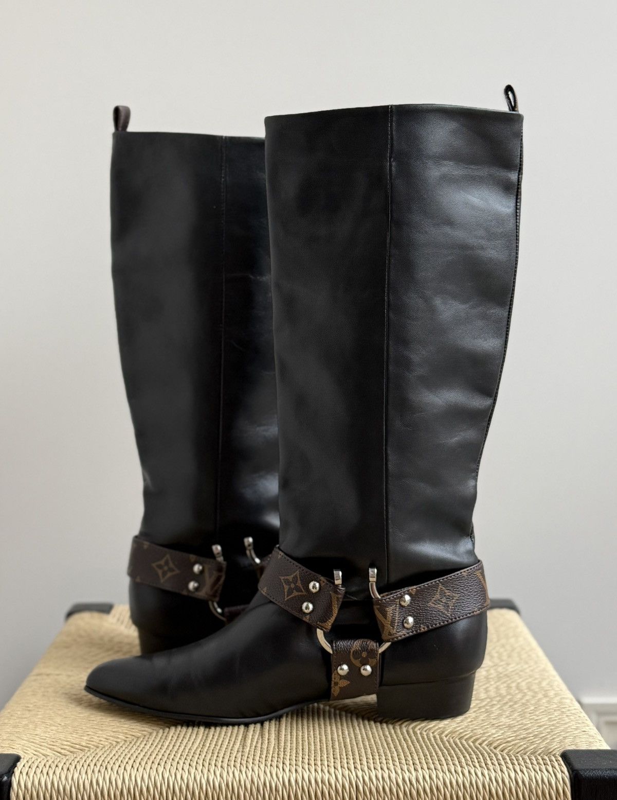 Louis Vuitton Louis Vuitton Rhapsody Monogram Tall Knee Moto Leather Boots Size US 10 / IT 40 - 6 Thumbnail