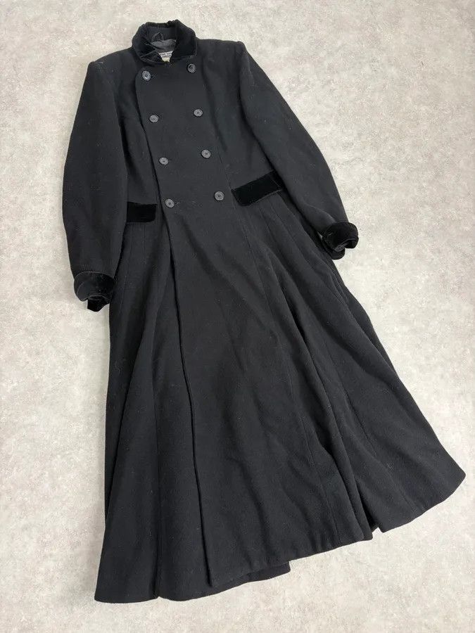 Katharine Hamnett London 1990s Katherine Hamnett Black Wool Classy Long Coat Size S / US 4 / IT 40 - 4 Thumbnail