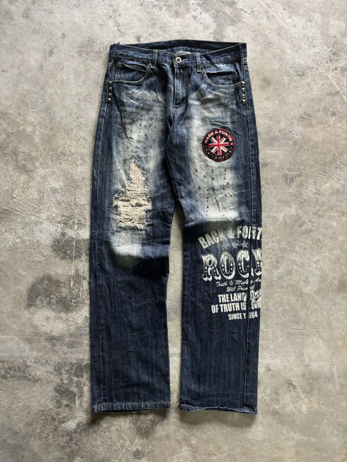 Hysteric Glamour DISTRESSED BACK&FORTH JAPANESE DENIM STUDDED GRUNGE SPLATTER Size US 33 - 1 Thumbnail