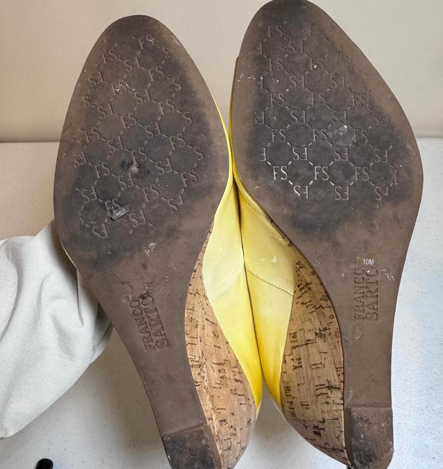 Designer Franco Sarto Yellow Wedge Heels Size US 10 / IT 40 - 4 Thumbnail
