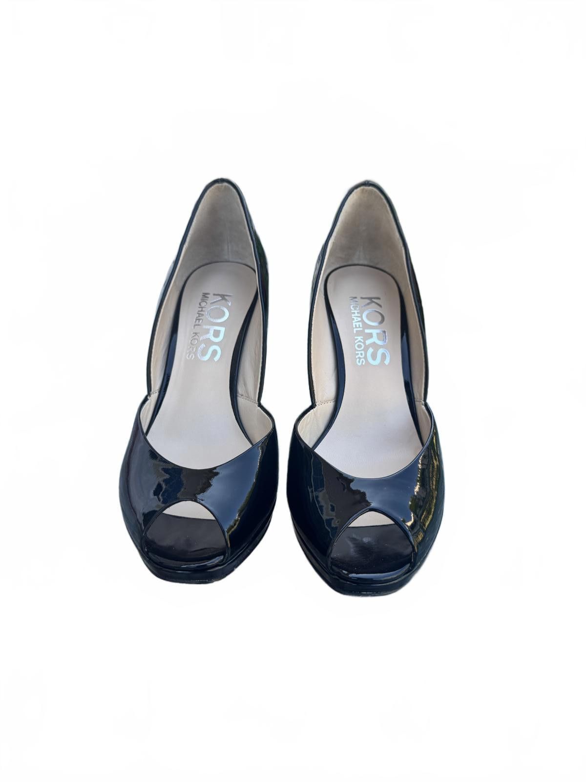 Michael Kors MICHAEL KORS Black Patent Leather Peep-Toe Wedge Heels Size US 6.5 / IT 36.5 - 1 Thumbnail