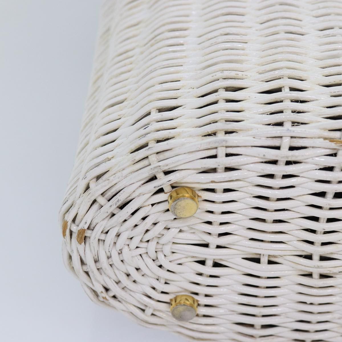 Salvatore Ferragamo Salvatore Ferragamo Gancini Basket Bag Hand Bag Straw White Size ONE SIZE - 9 Thumbnail