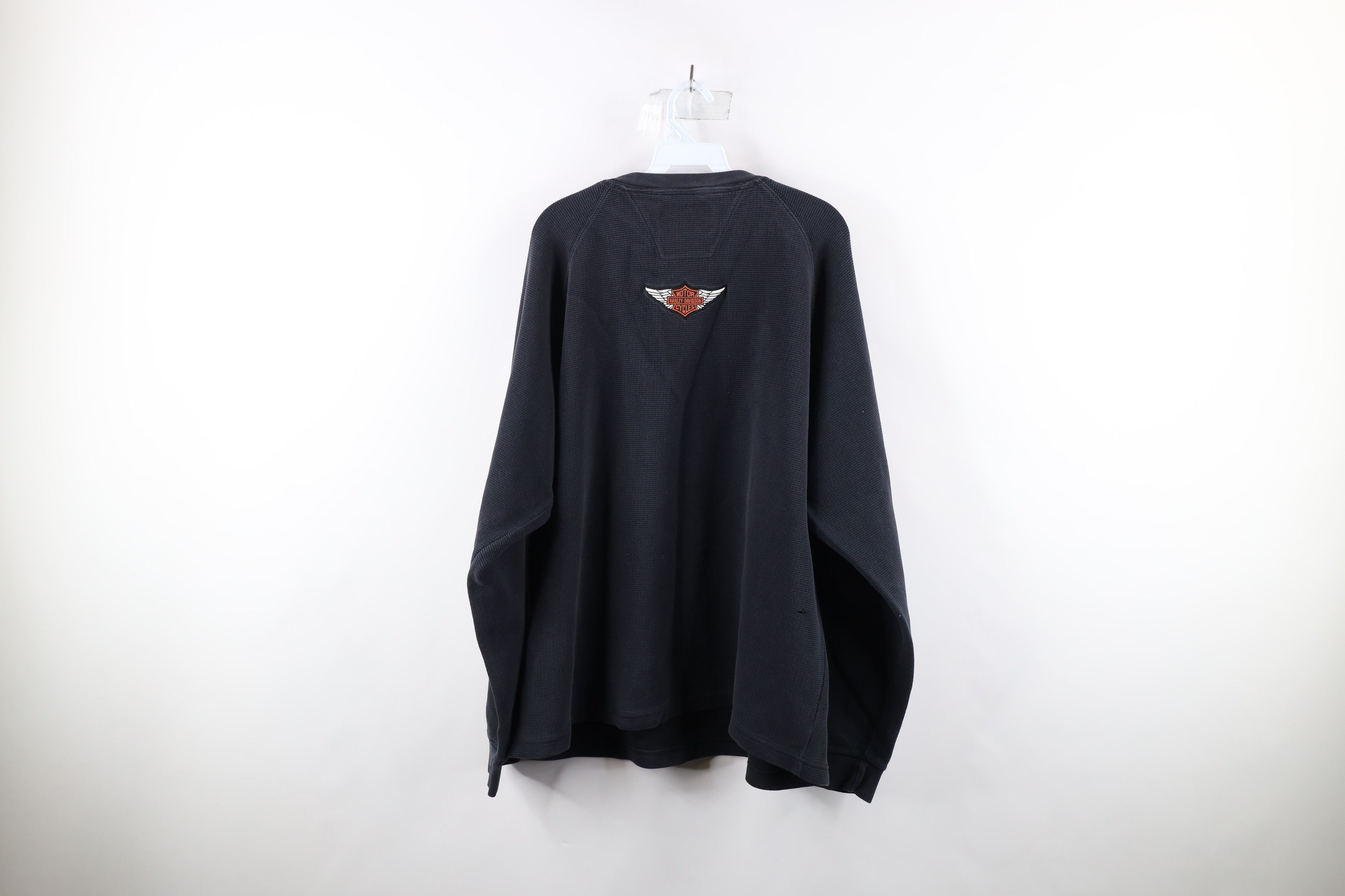Harley Davidson × Vintage Vintage 90s Harley Davidson Waffle Knit Long Sleeve T-Shirt Size US XL / EU 56 / 4 - 12 Thumbnail