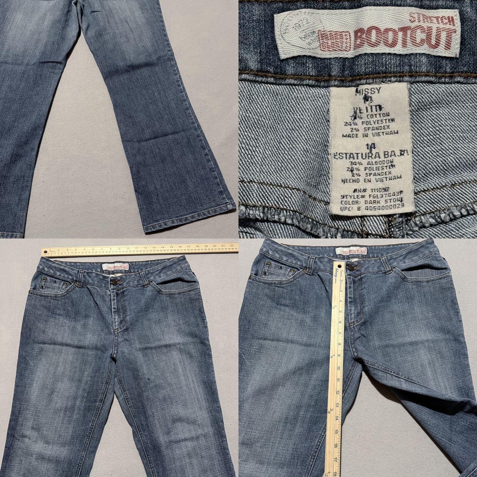 Faded Glory Faded Glory Jeans Women's Blue Mid-Rise Bootcut - 14 Denim, Stretch, 5-Pocket, Regular Fit, Inseam 27 in, Vintage No Size 36" / US 14 / IT 50 - 8 Thumbnail