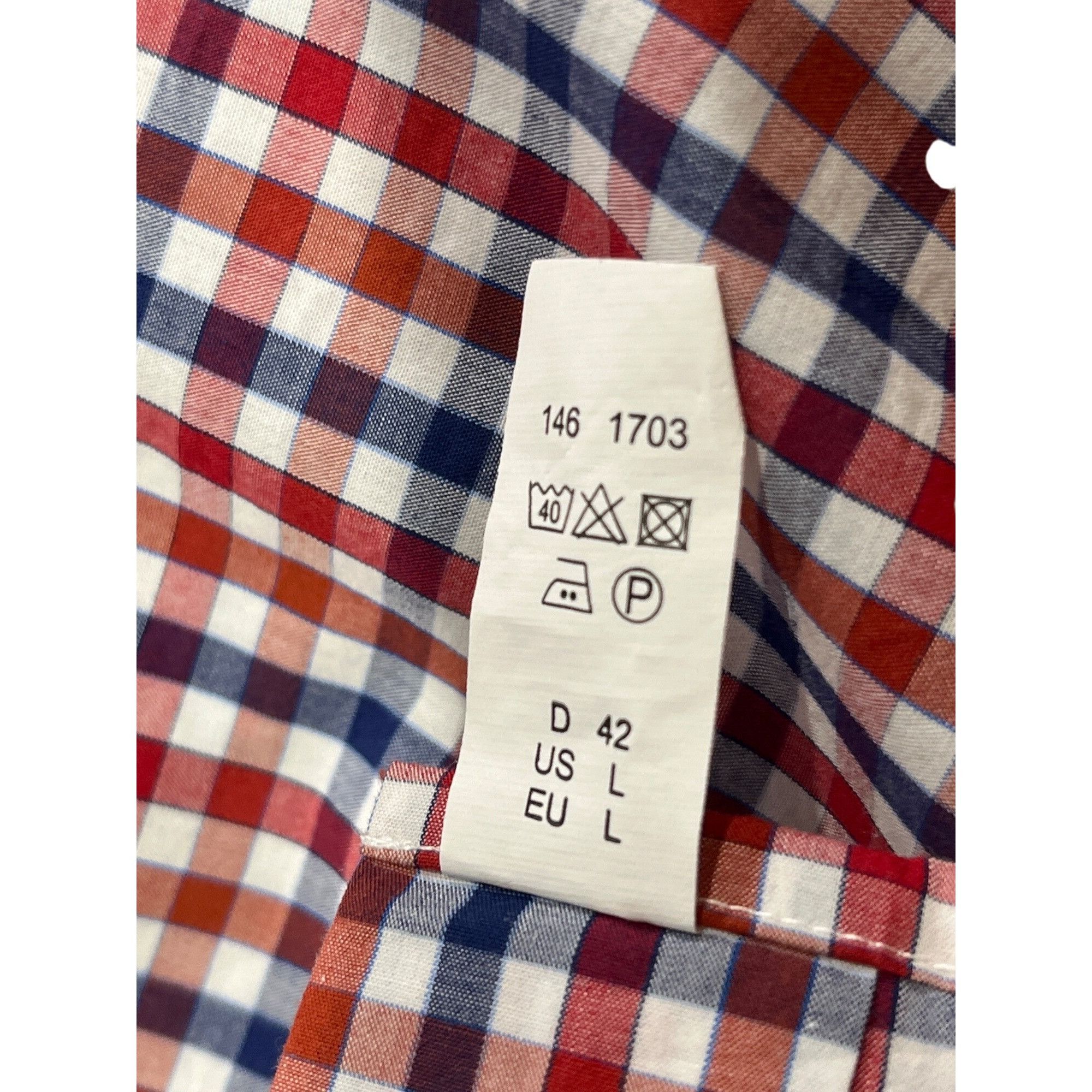Haupt Haupt Mens Red/Blue/White Gingham Short Sleeve Button-Up Shi Size US L / EU 52-54 / 3 - 4 Thumbnail