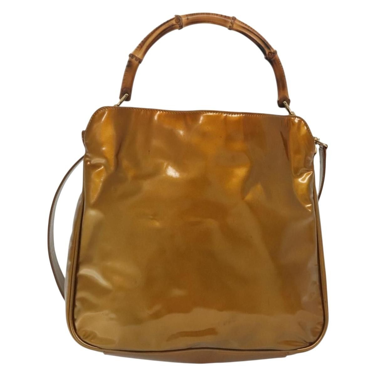 Gucci GUCCI Bamboo Hand Bag Patent Leather Gold 001 1705 001 1705 Size ONE SIZE - 2 Thumbnail