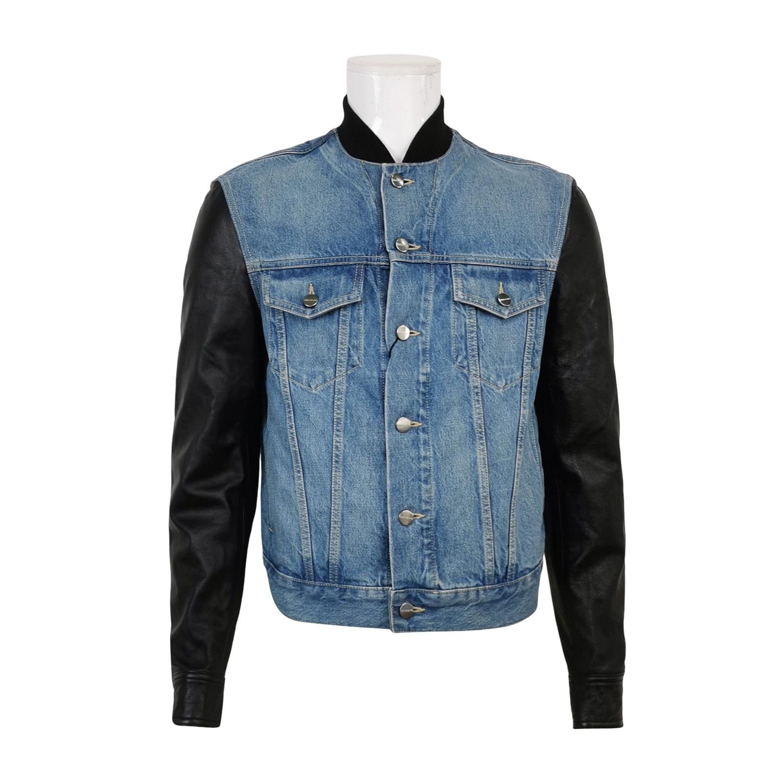 Salvatore Ferragamo Salvatore Ferragamo Leather Sleeve Denim Jacket EU 48 Size US M / EU 48-50 / 2 - 1 Thumbnail