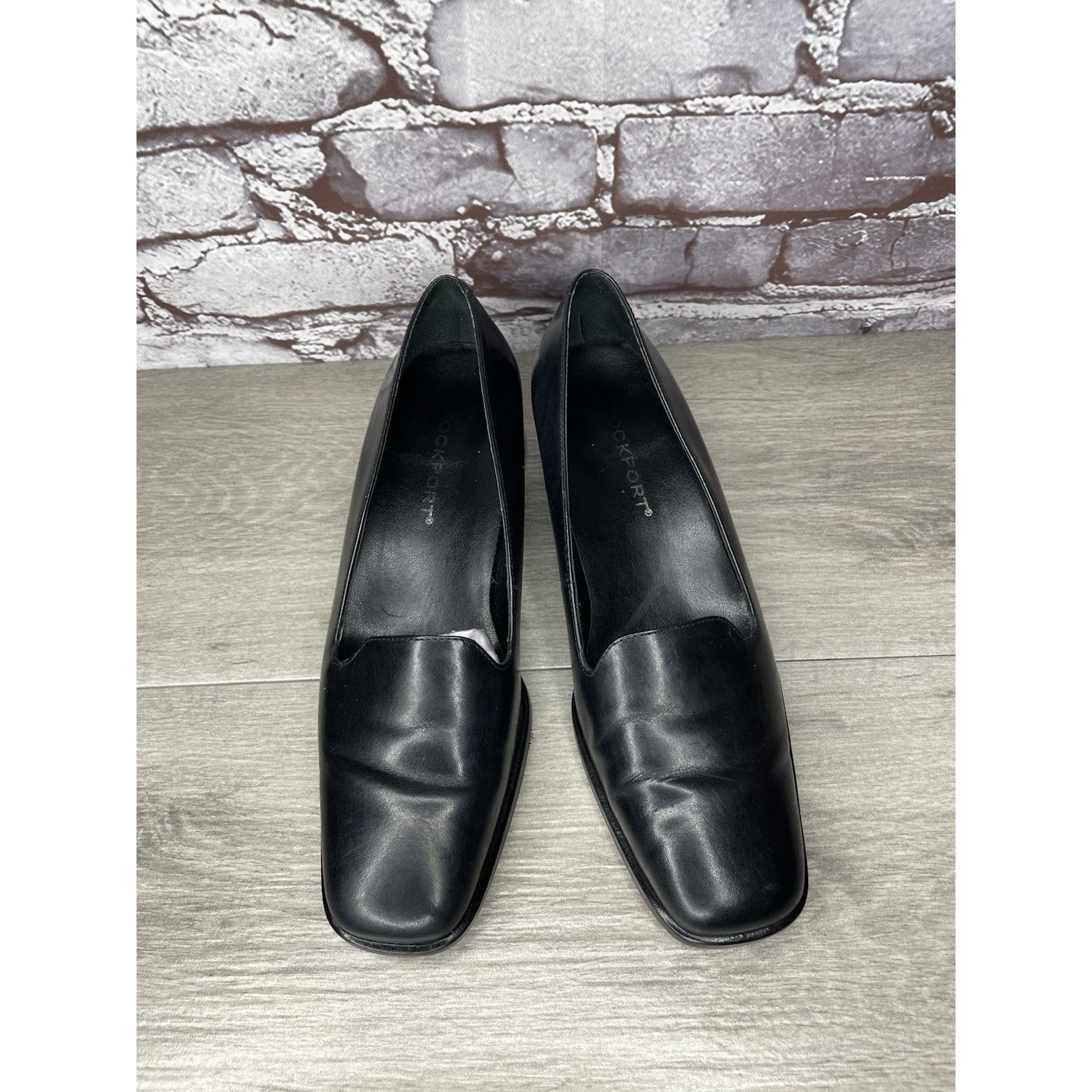 Rockport Rockport Black Leather Square Toe Pumps Heel Work Shoes Wome Size US 9 / IT 39 - 4 Thumbnail