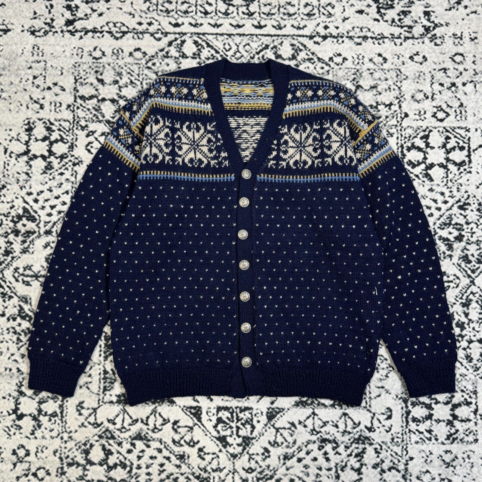 Vintage Vintage Unisex Blue Navy Wool Sweater Cardigan Size S Size US S / EU 44-46 / 1 - 1 Thumbnail