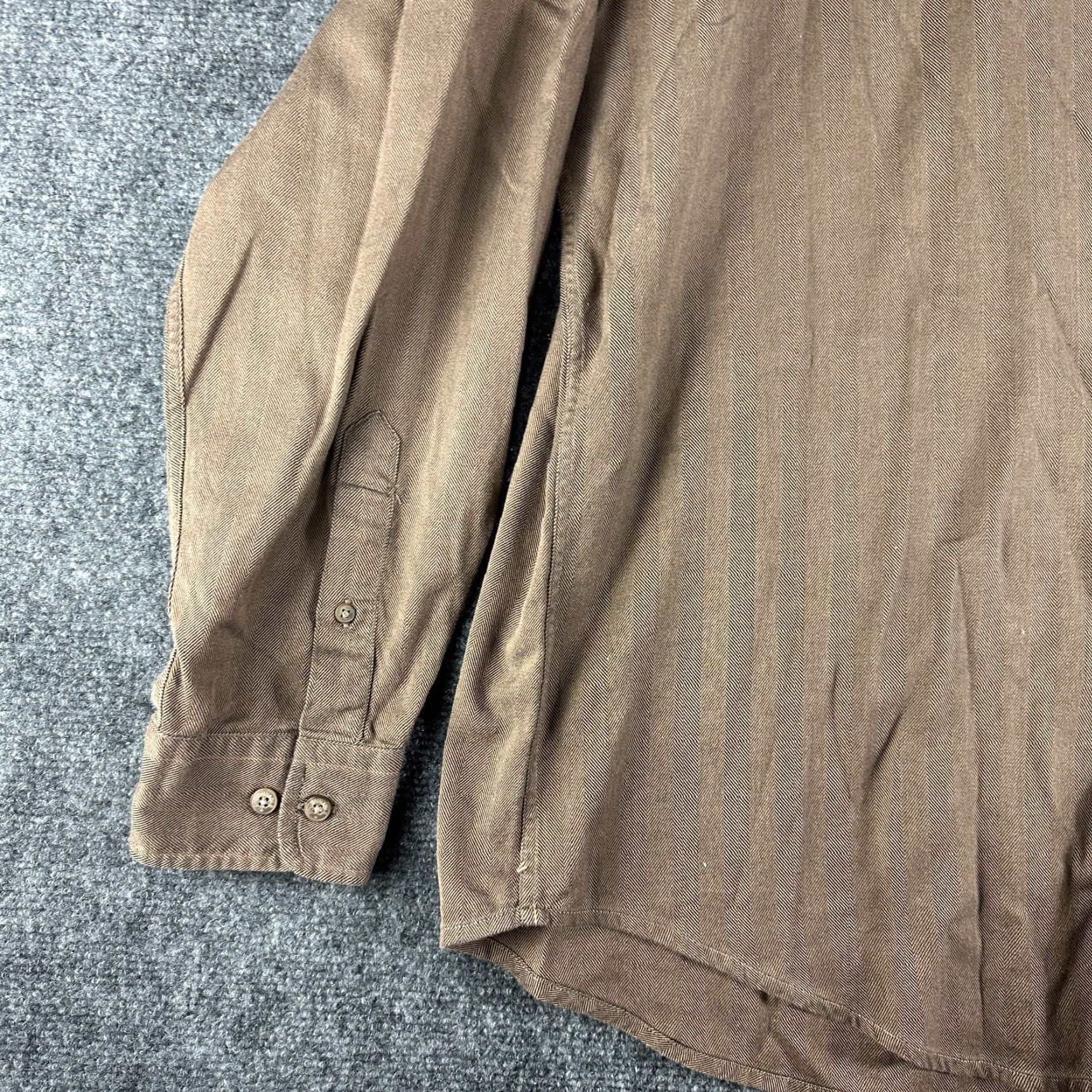 Faconnable Faconnable Shirt Mens XL Brown Cotton Button-Down Pocket Logo Size US XL / EU 56 / 4 - 2 Thumbnail