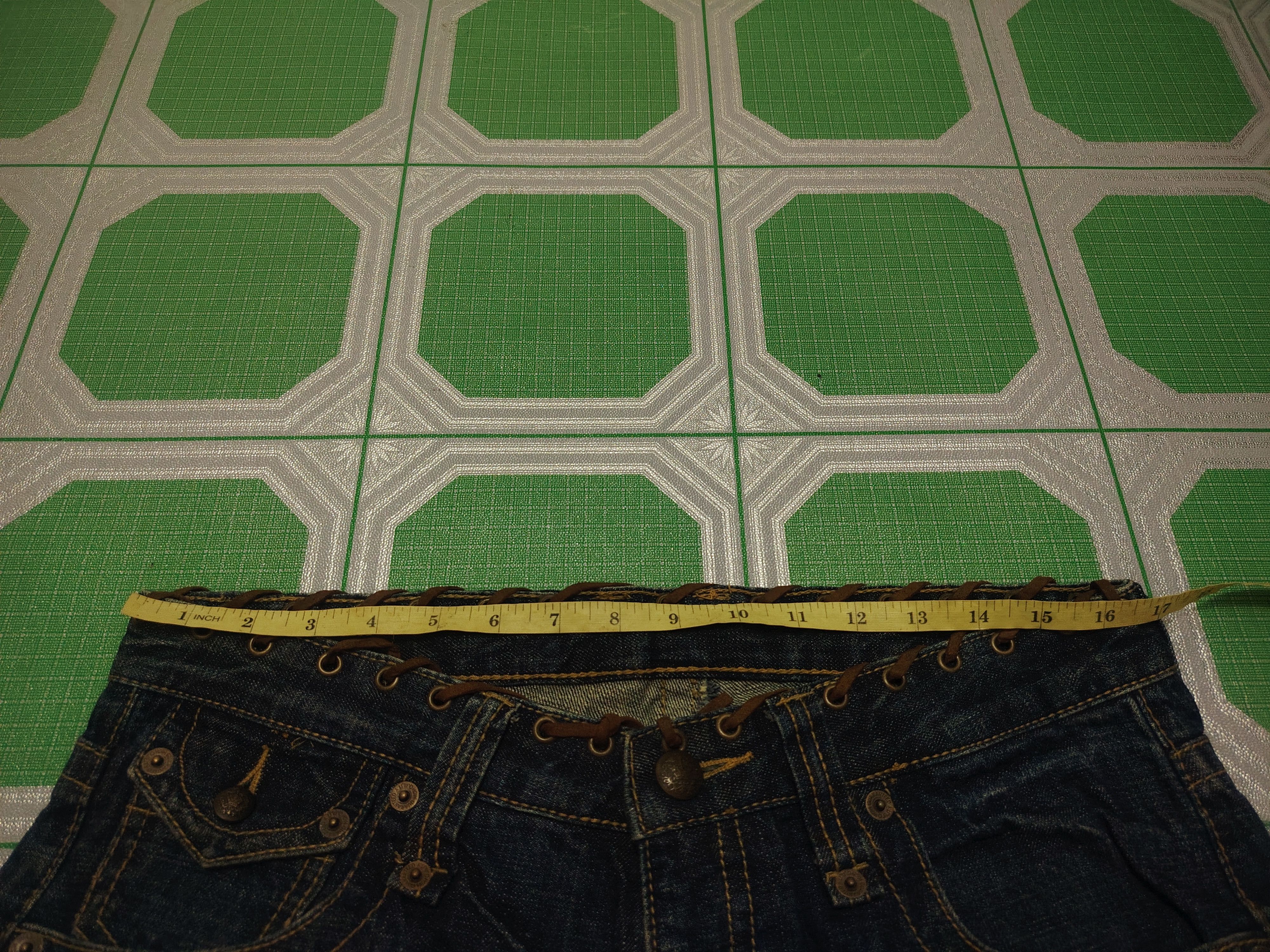 Who Decides War Japanese Army of no! Lace Waist & pocket Flared Jeans Size US 33 - 21 Thumbnail
