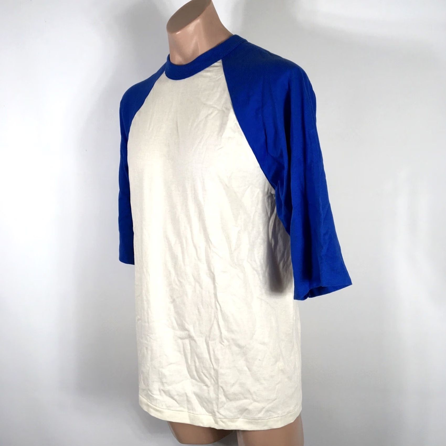 Fruit Of The Loom 80s 90s FRUIT OF THE LOOM BASEBALL RINGER Shirt USA MADE M Blank Blue Raglan - Vintage Classic Size US M / EU 48-50 / 2 - 6 Thumbnail