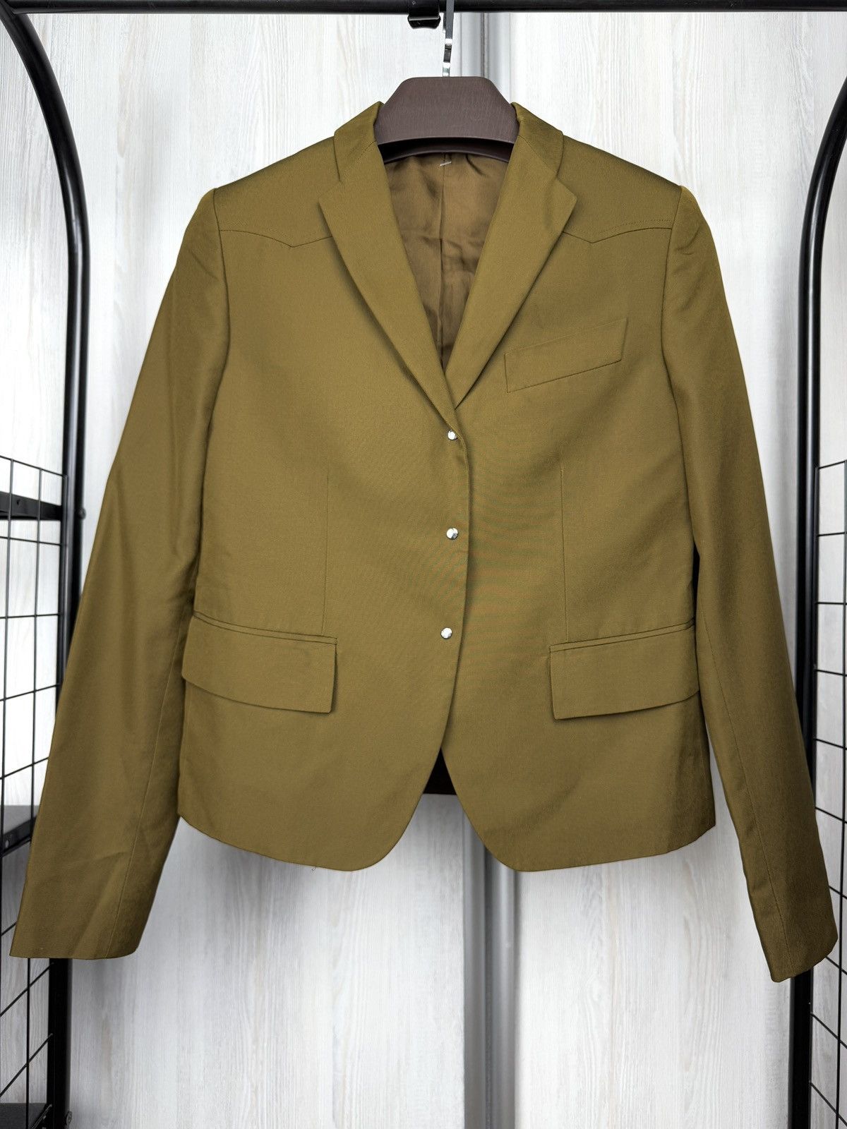 Gucci Gucci x Tom Ford era olive green full silk buttoned blazer Size S / US 4 / IT 40 - 2 Thumbnail