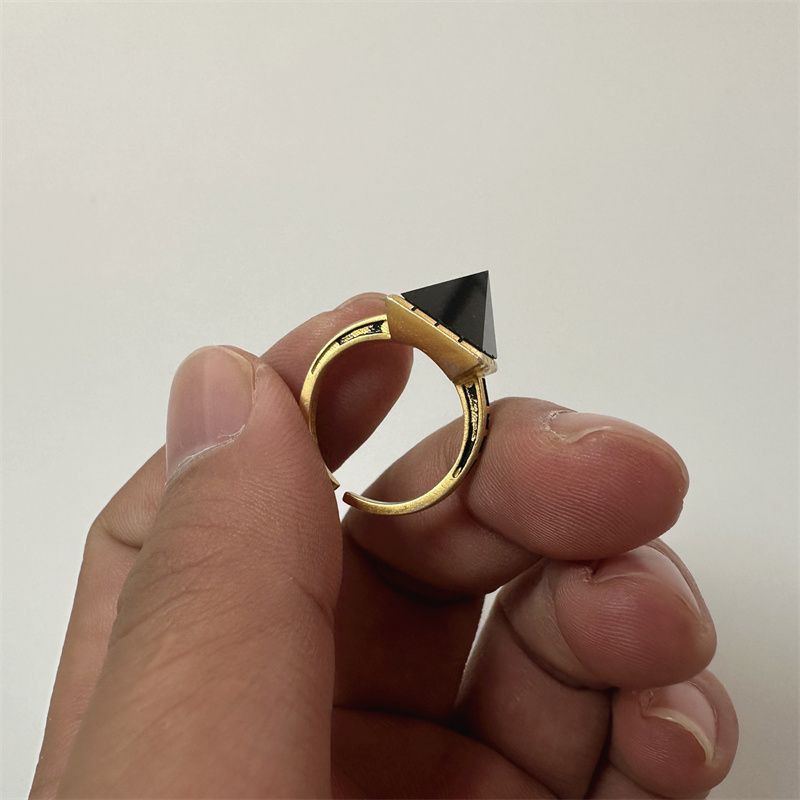 Jewelry Pyramid Gemstone Jewelry Rings Chrome Ring (Size 7-13) Size ONE SIZE - 1 Thumbnail